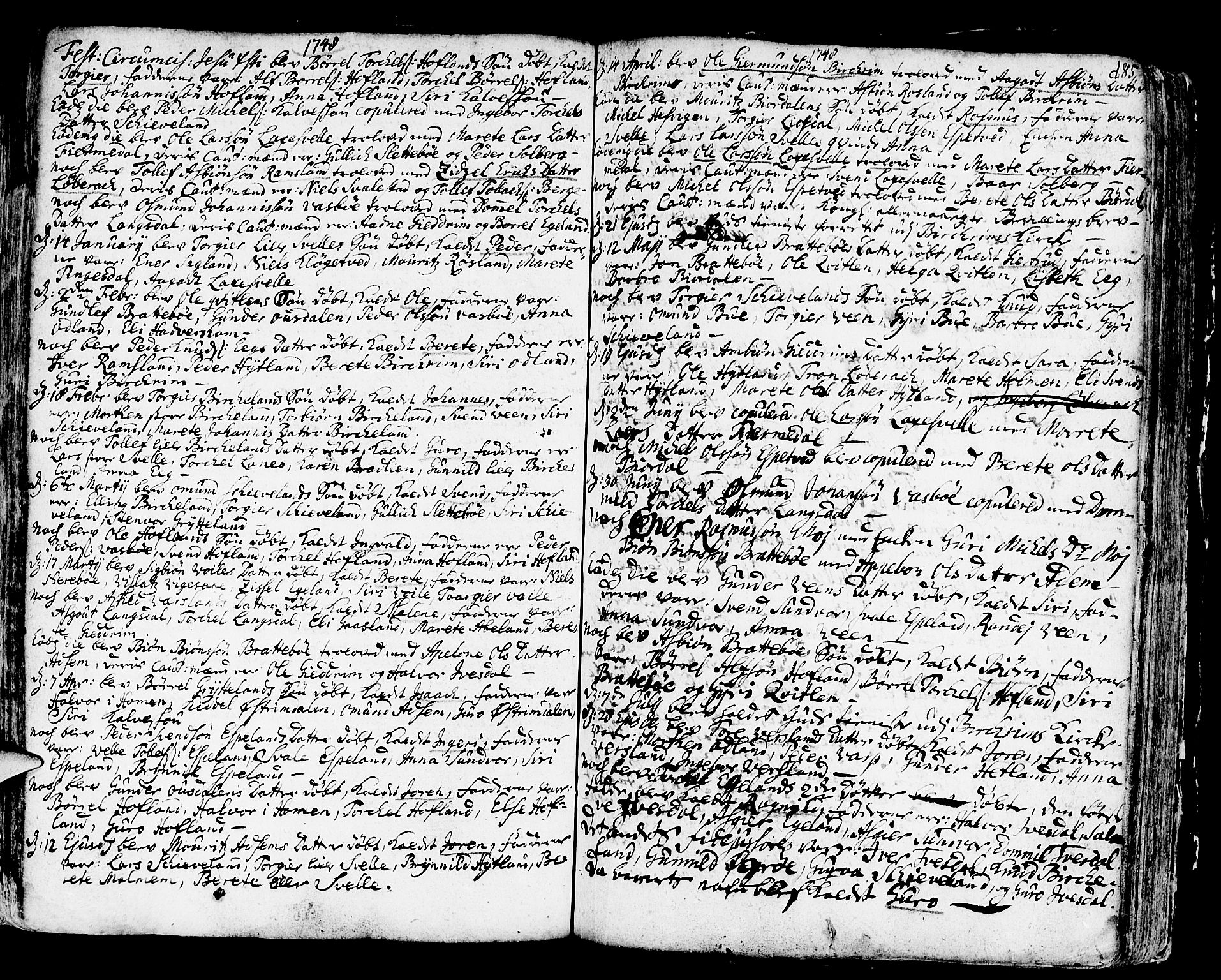 Helleland sokneprestkontor, SAST/A-101810: Parish register (official) no. A 1 /2, 1713-1761, p. 185