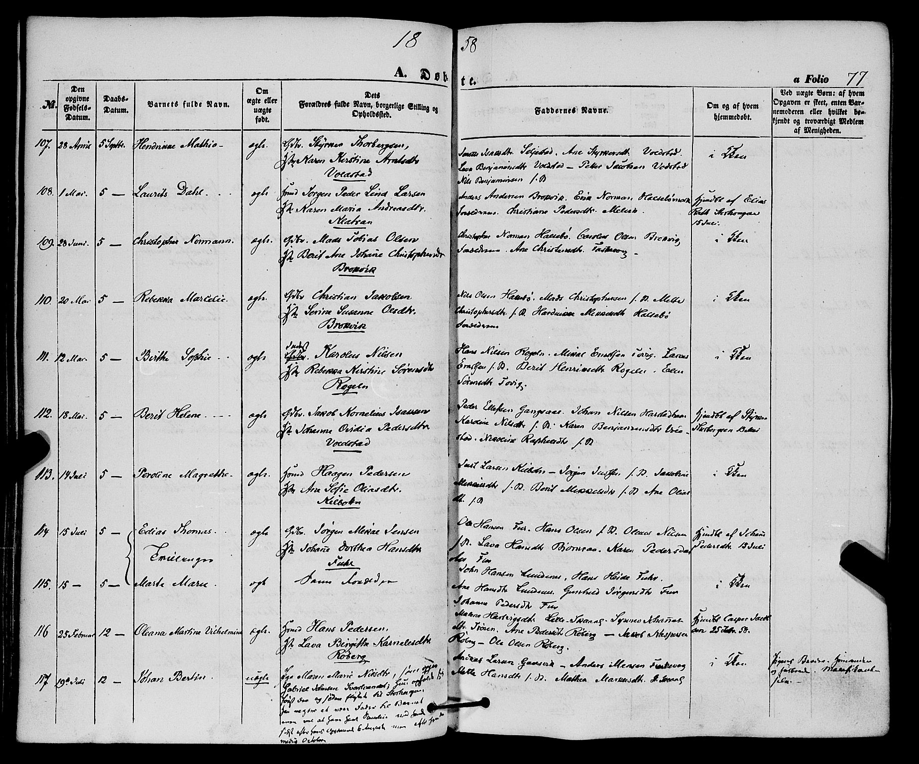 Trondenes sokneprestkontor, AV/SATØ-S-1319/H/Ha/L0011kirke: Parish register (official) no. 11, 1853-1862, p. 77