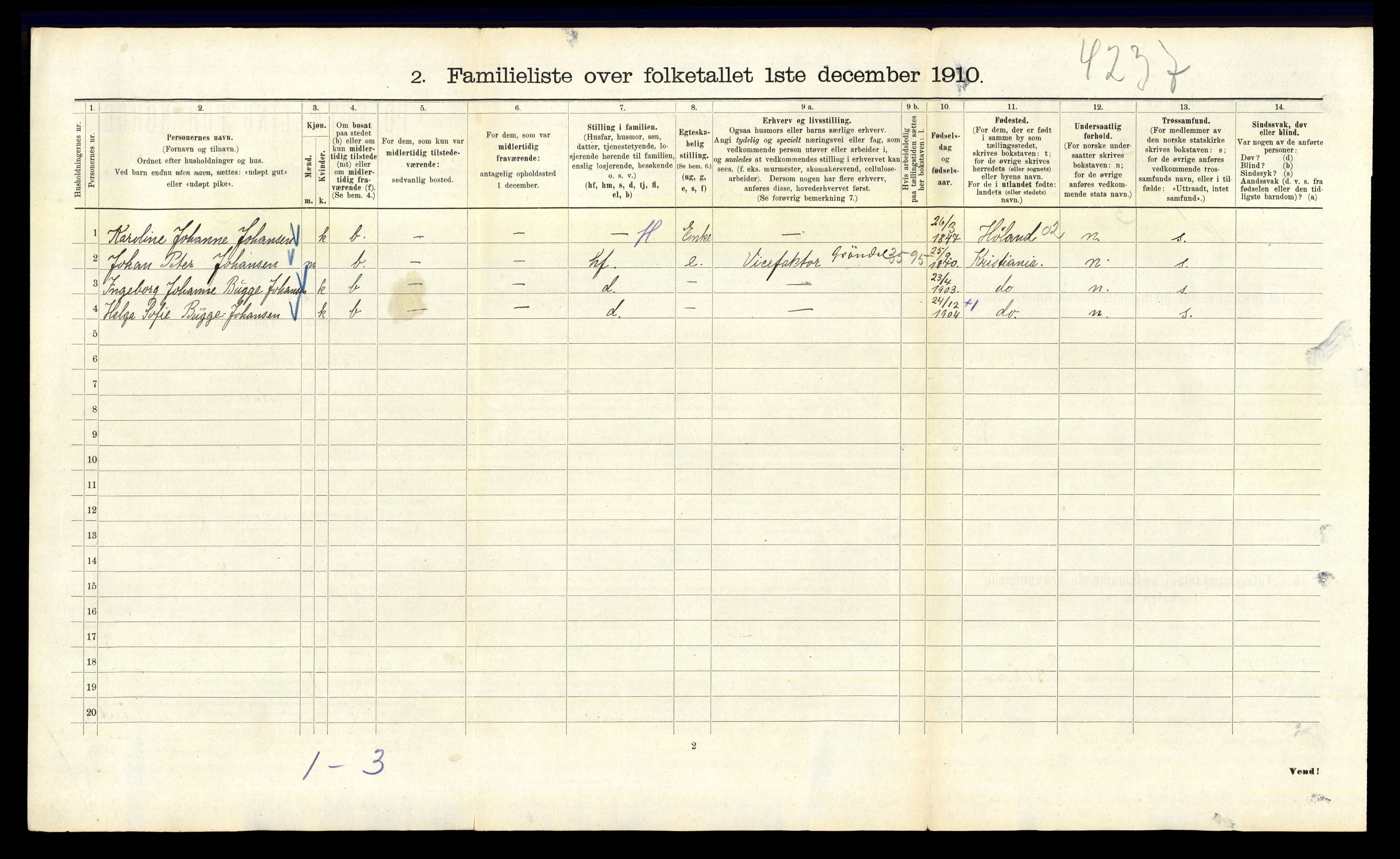 RA, 1910 census for Kristiania, 1910, p. 53586