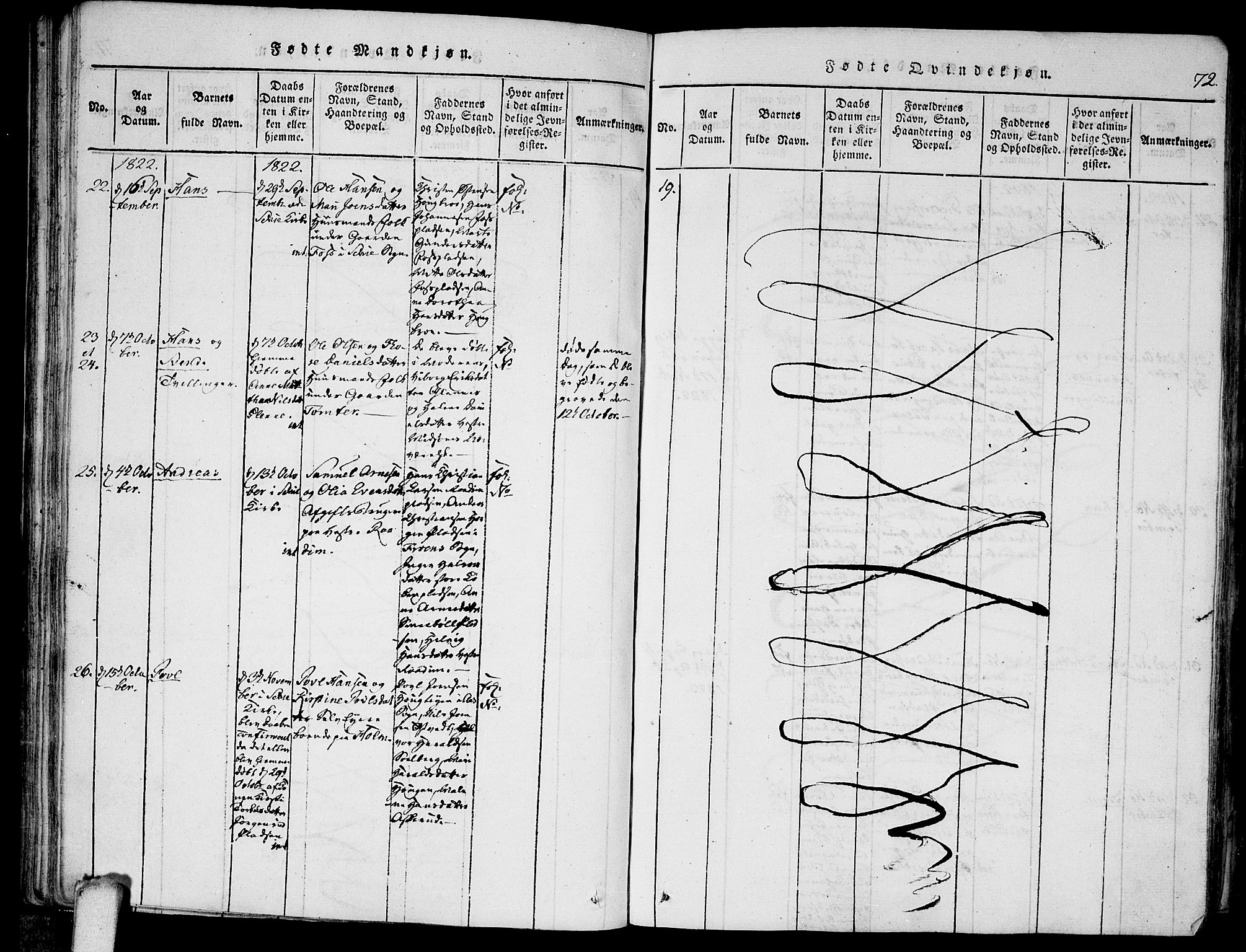 Kråkstad prestekontor Kirkebøker, AV/SAO-A-10125a/F/Fa/L0003: Parish register (official) no. I 3, 1813-1824, p. 72