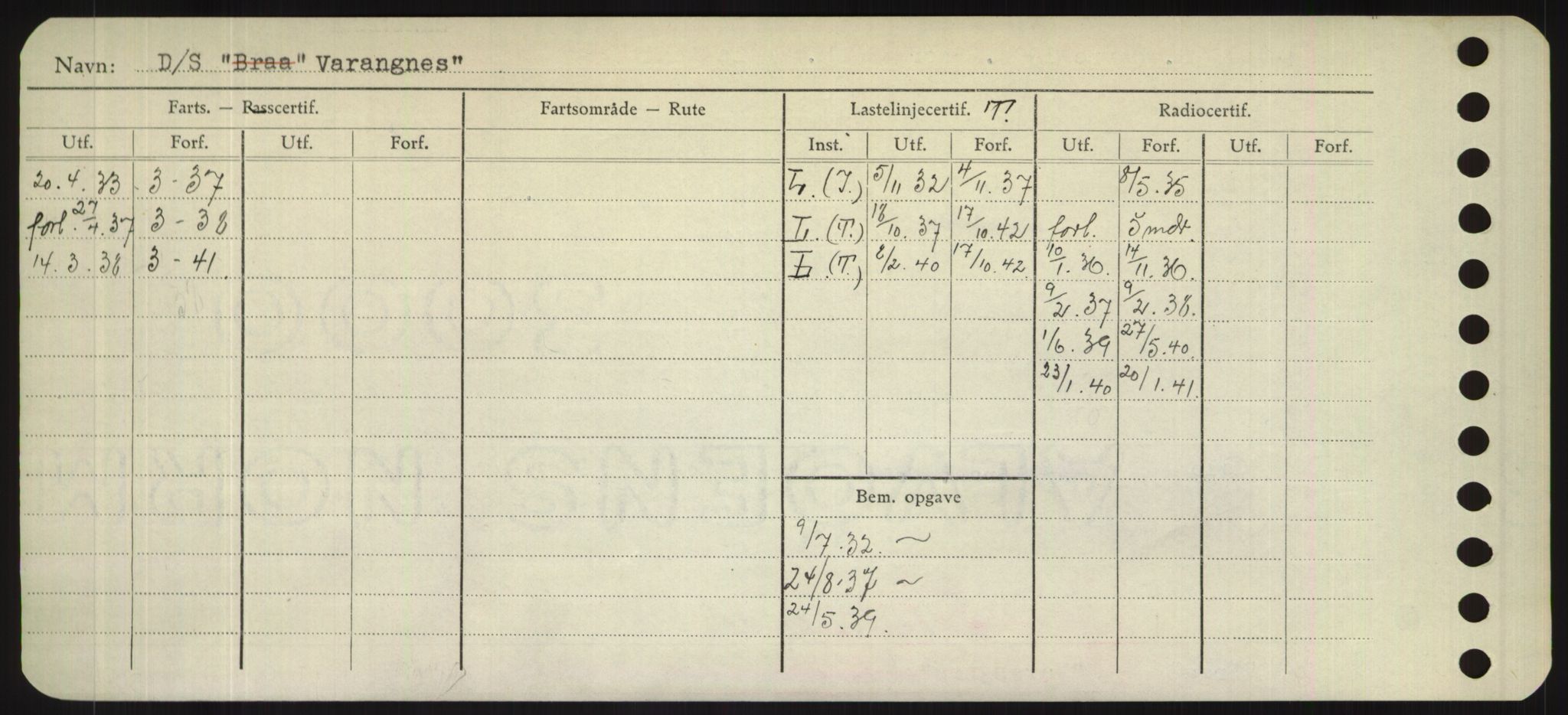 Sjøfartsdirektoratet med forløpere, Skipsmålingen, RA/S-1627/H/Hd/L0040: Fartøy, U-Ve, p. 322