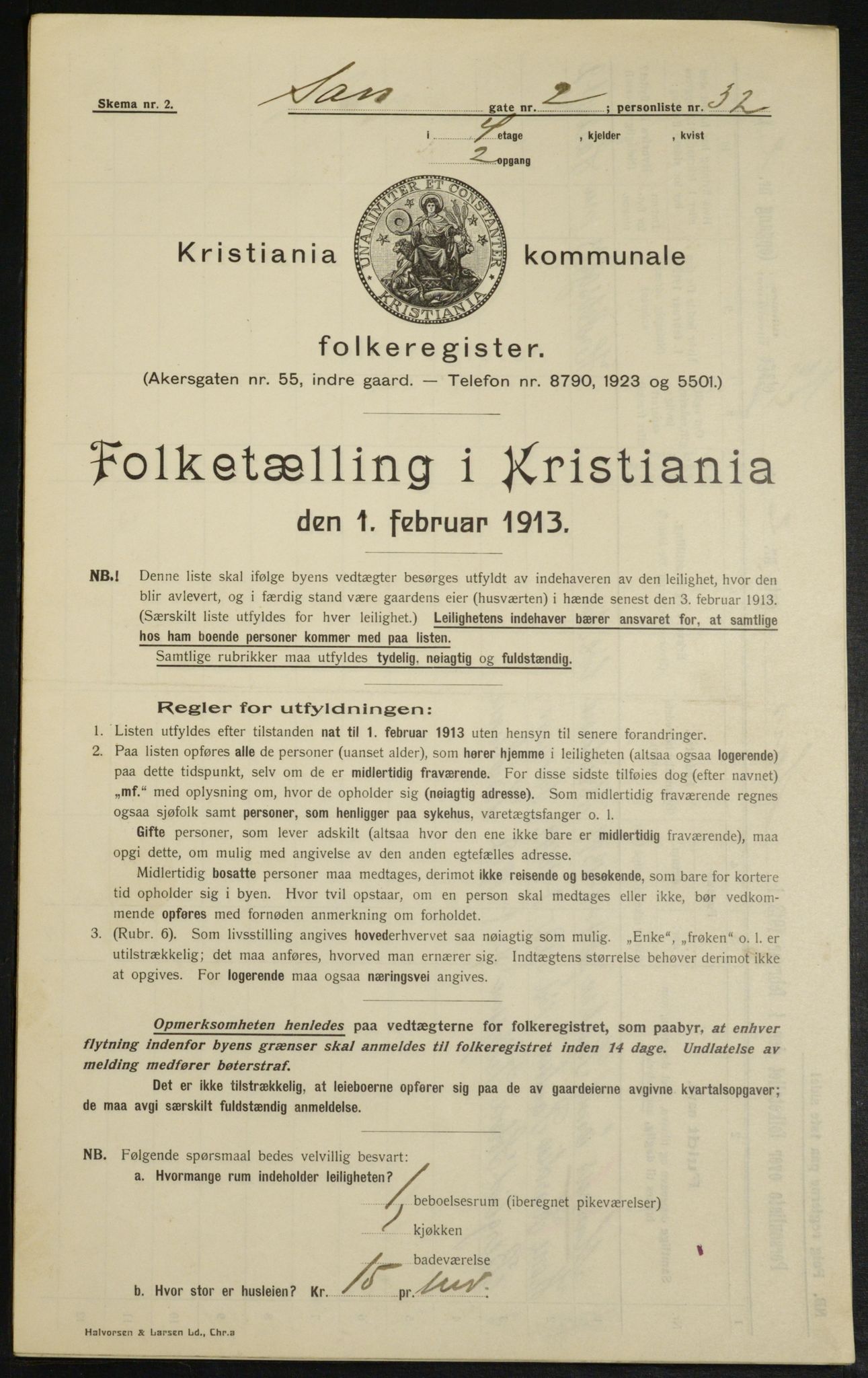 OBA, Municipal Census 1913 for Kristiania, 1913, p. 89215