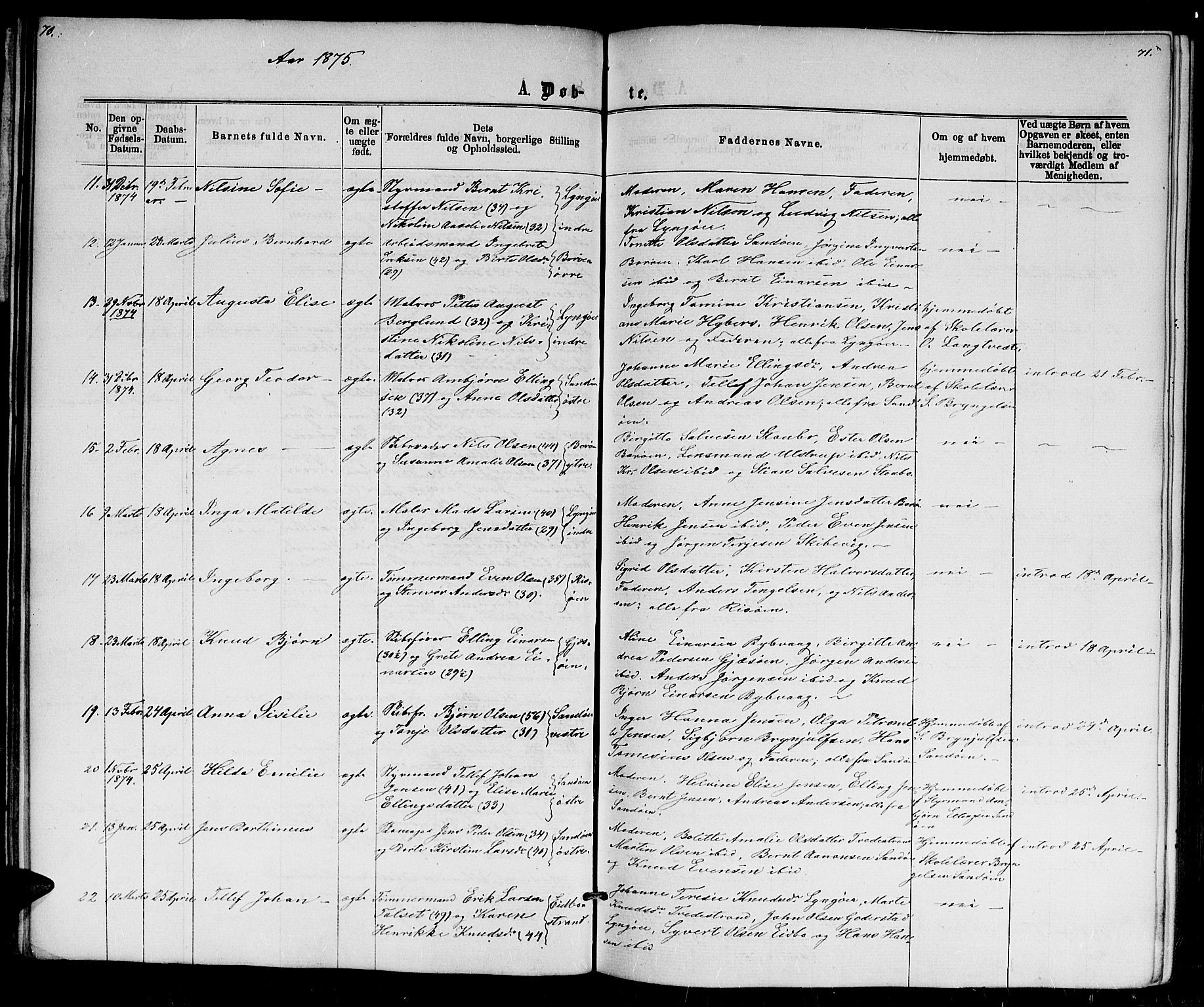 Dypvåg sokneprestkontor, AV/SAK-1111-0007/F/Fb/Fba/L0012: Parish register (copy) no. B 12, 1872-1886, p. 70-71