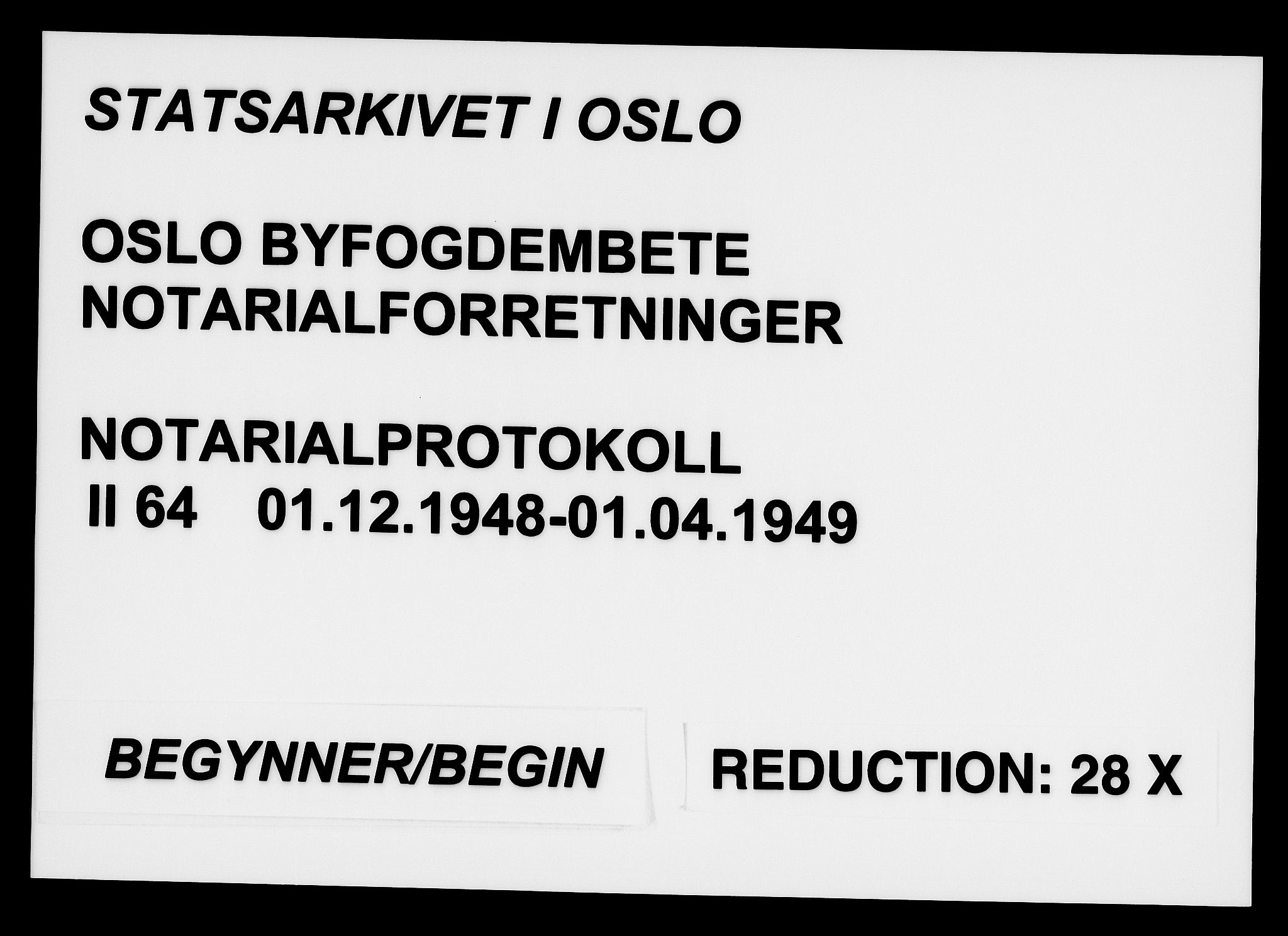 Oslo byfogd avd. I, SAO/A-10220/L/Lb/Lbb/L0064: Notarialprotokoll, rekke II: Vigsler, 1948-1949