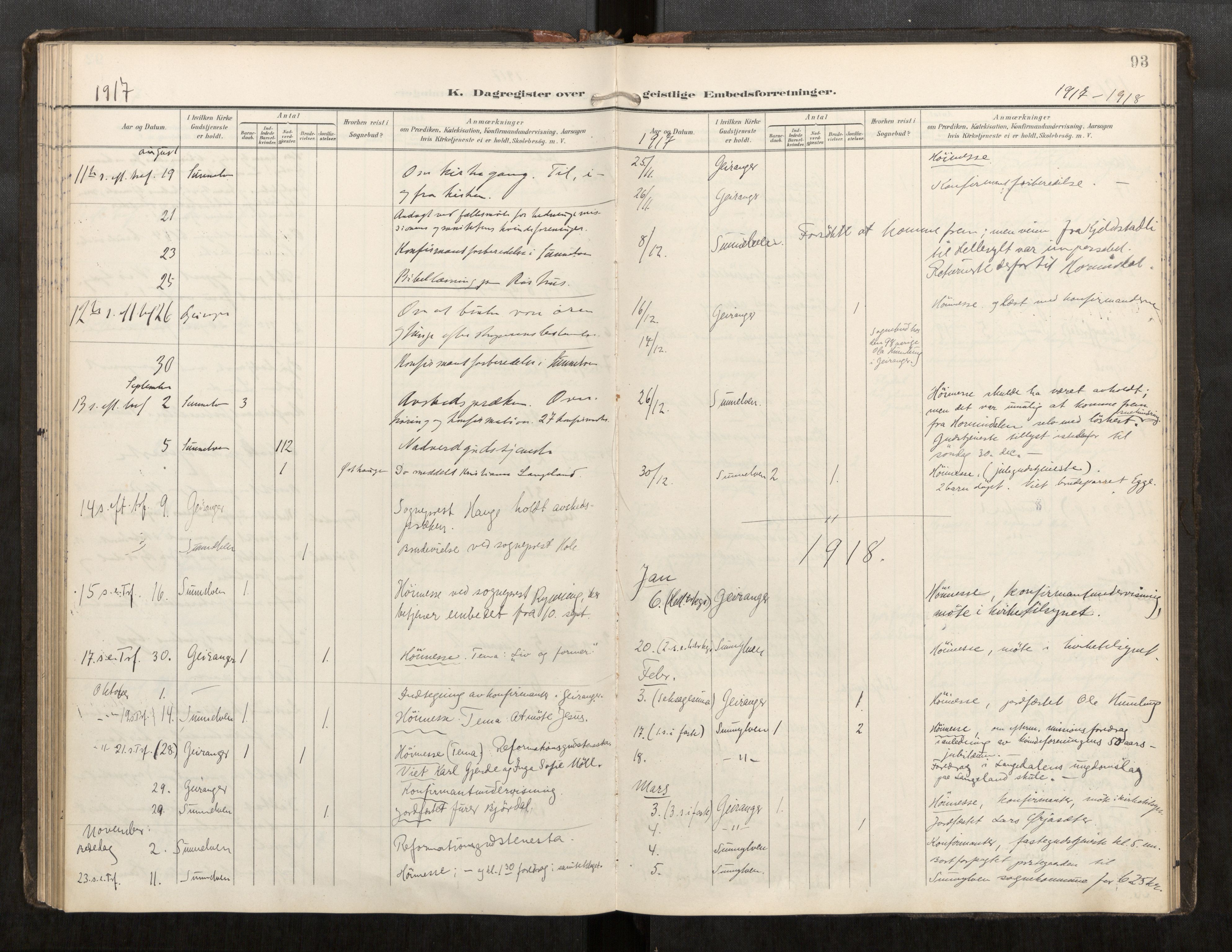 Sunnylven sokneprestkontor, AV/SAT-A-1007: Parish register (official) no. 517A11, 1899-1925, p. 93