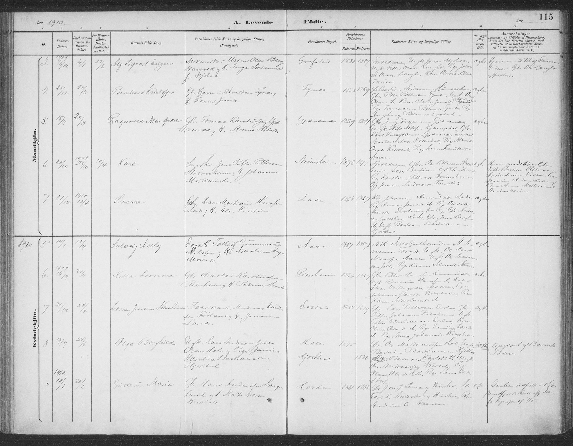 Ministerialprotokoller, klokkerbøker og fødselsregistre - Møre og Romsdal, AV/SAT-A-1454/523/L0335: Parish register (official) no. 523A02, 1891-1911, p. 115