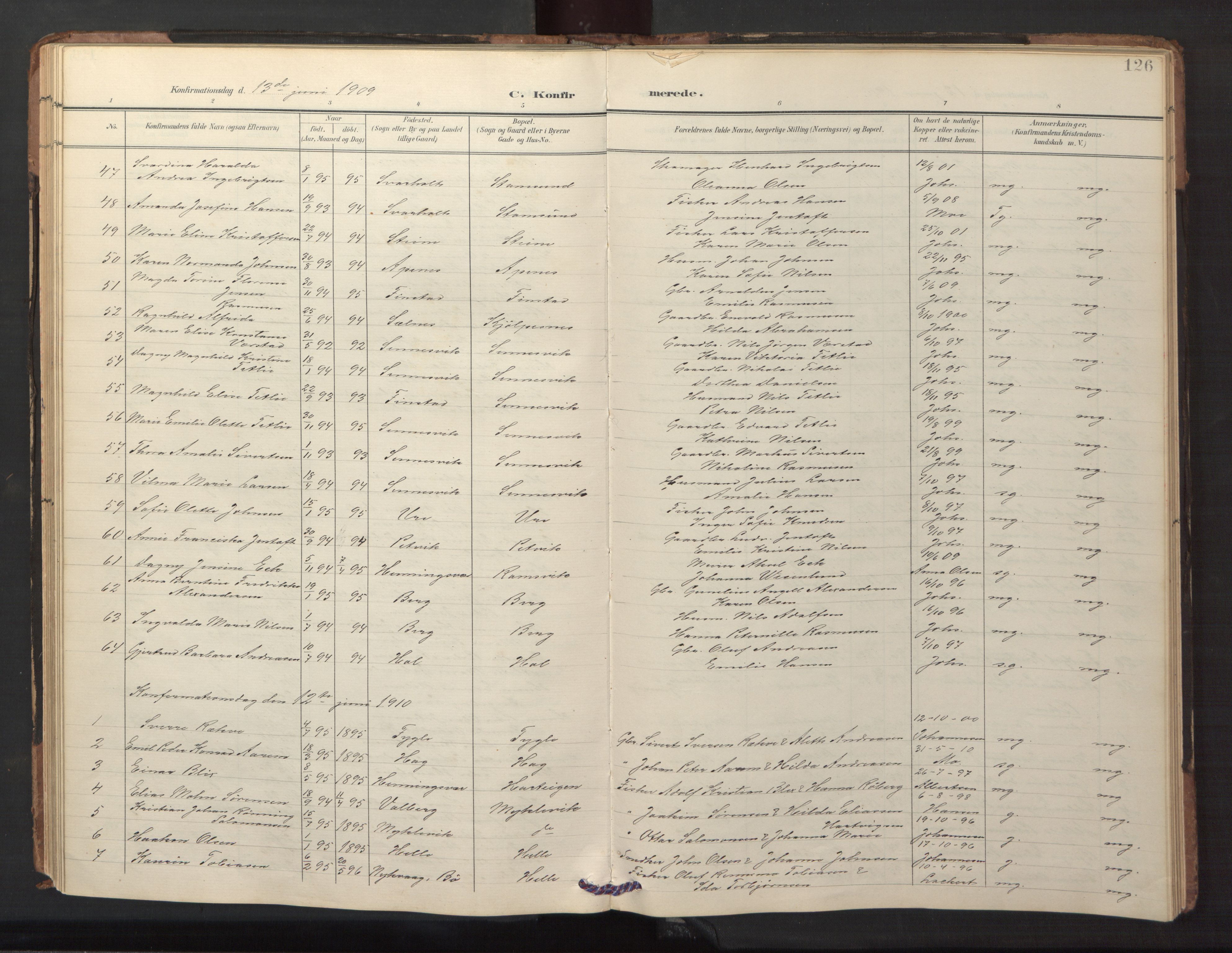 Ministerialprotokoller, klokkerbøker og fødselsregistre - Nordland, AV/SAT-A-1459/882/L1185: Parish register (copy) no. 882C03, 1898-1910, p. 126