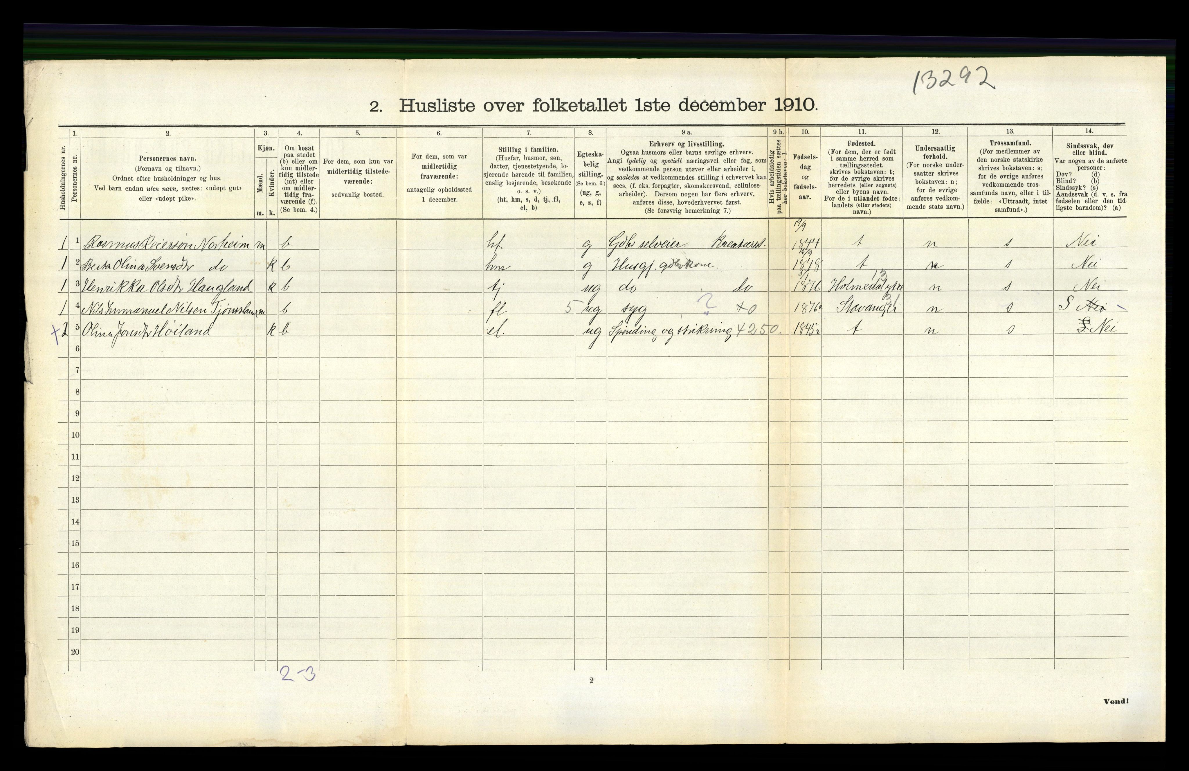 RA, 1910 census for Time, 1910, p. 452