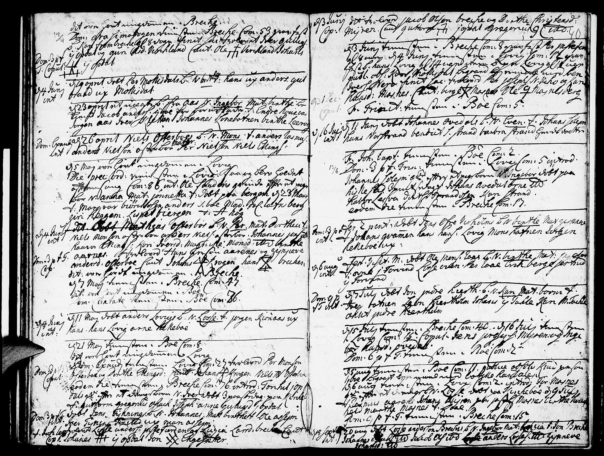 Gulen sokneprestembete, SAB/A-80201/H/Haa/Haaa/L0010: Parish register (official) no. A 10, 1736-1746, p. 40