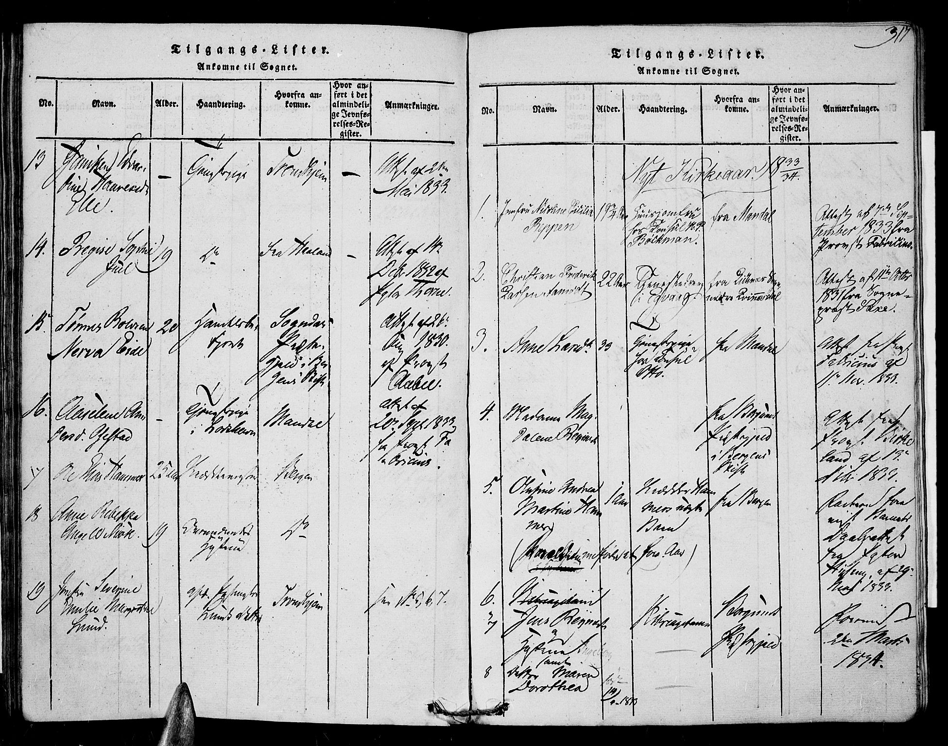 Farsund sokneprestkontor, AV/SAK-1111-0009/F/Fa/L0002: Parish register (official) no. A 2, 1815-1836, p. 317