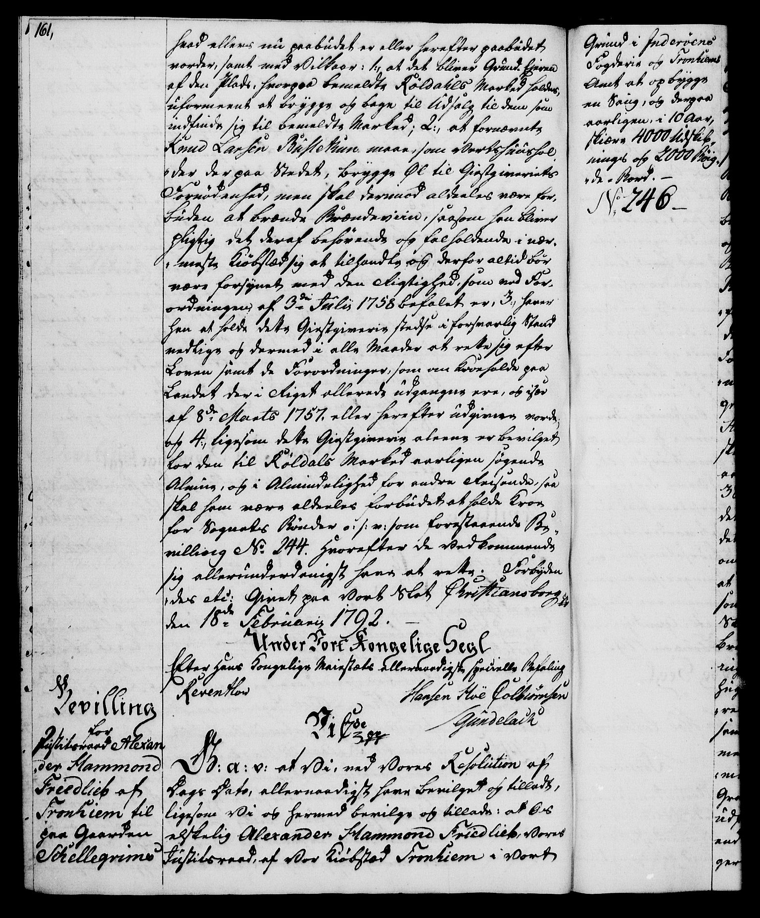 Rentekammeret, Kammerkanselliet, RA/EA-3111/G/Gg/Gga/L0015: Norsk ekspedisjonsprotokoll med register (merket RK 53.15), 1790-1791, p. 161