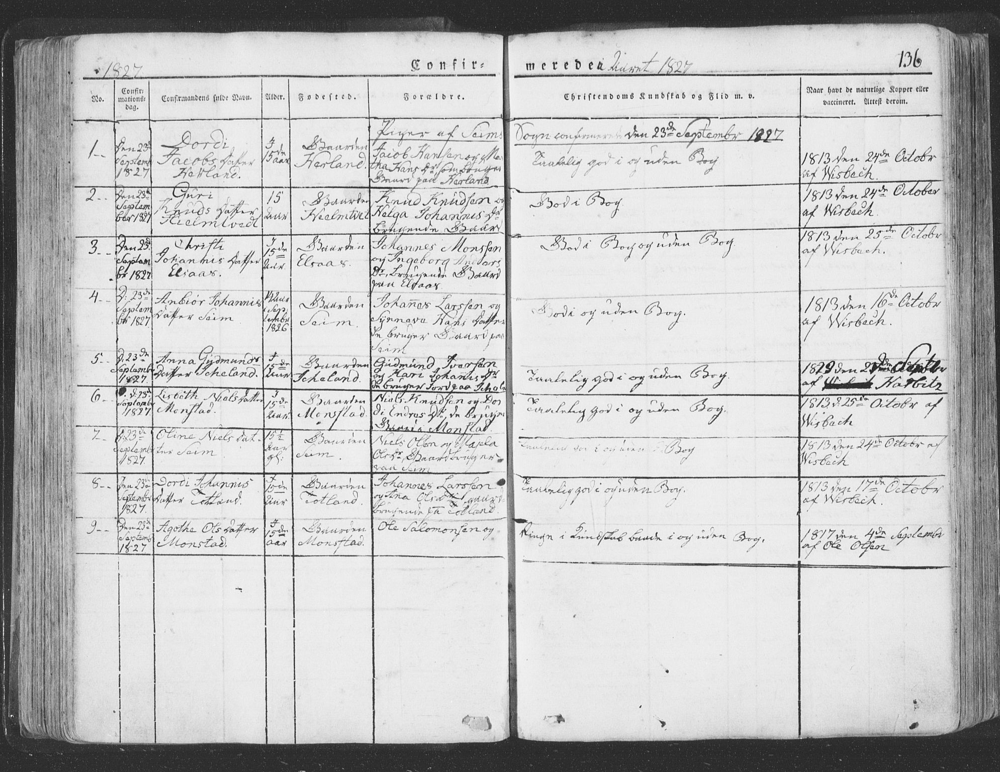 Hosanger sokneprestembete, AV/SAB-A-75801/H/Haa: Parish register (official) no. A 6, 1824-1835, p. 136