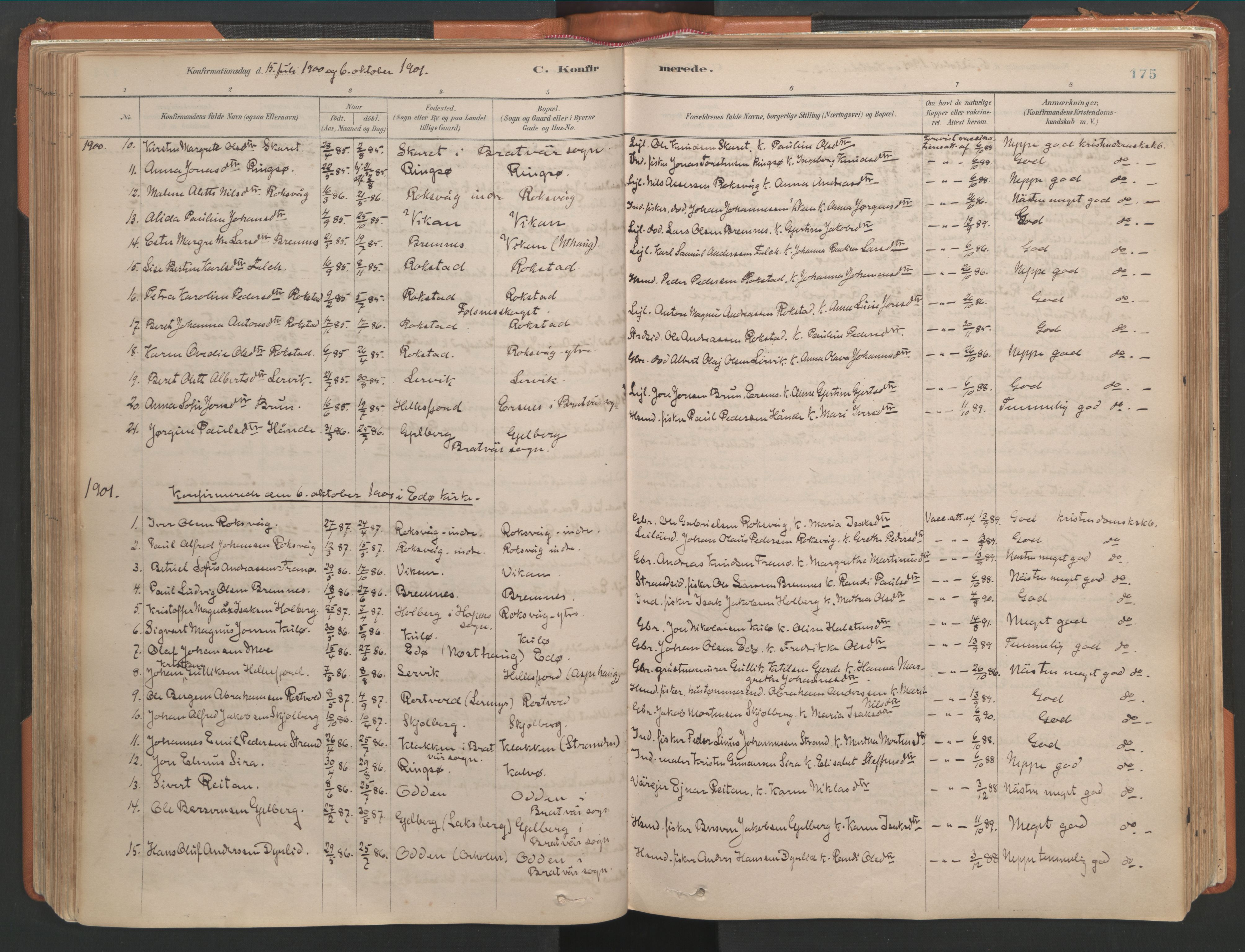 Ministerialprotokoller, klokkerbøker og fødselsregistre - Møre og Romsdal, AV/SAT-A-1454/581/L0941: Parish register (official) no. 581A09, 1880-1919, p. 175