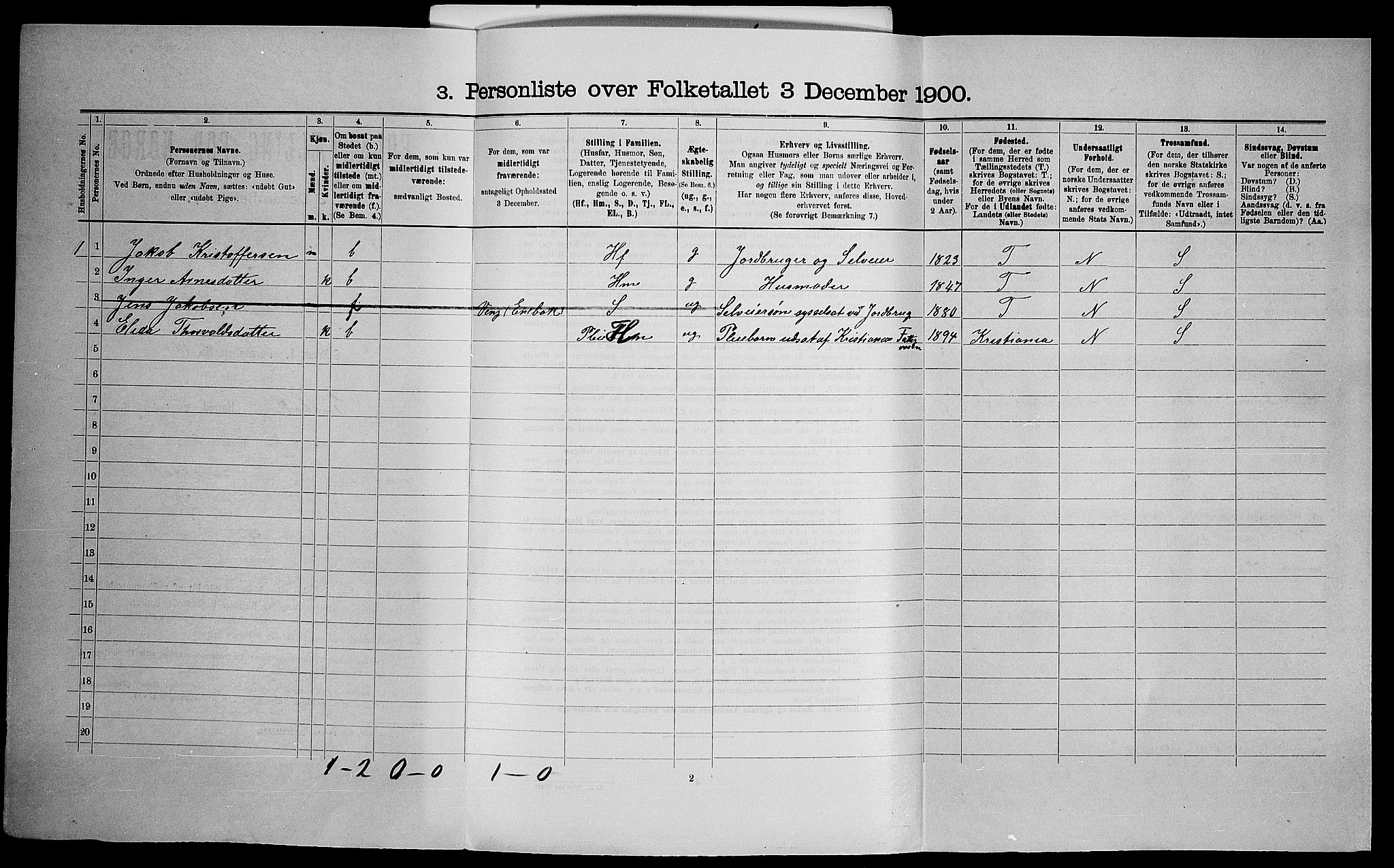 SAO, 1900 census for Enebakk, 1900