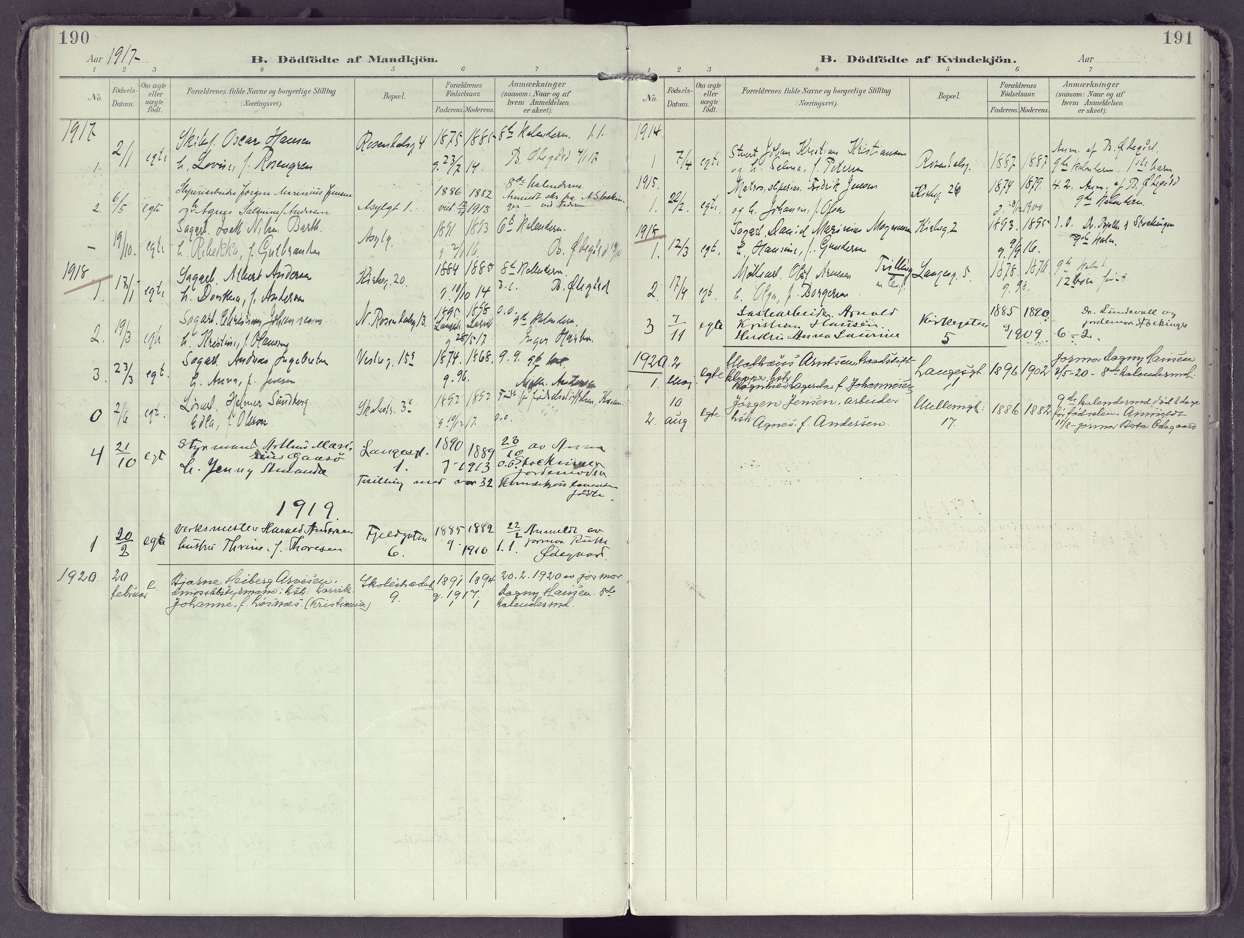 Larvik kirkebøker, AV/SAKO-A-352/F/Fb/L0005: Parish register (official) no. II 5, 1903-1925, p. 190-191