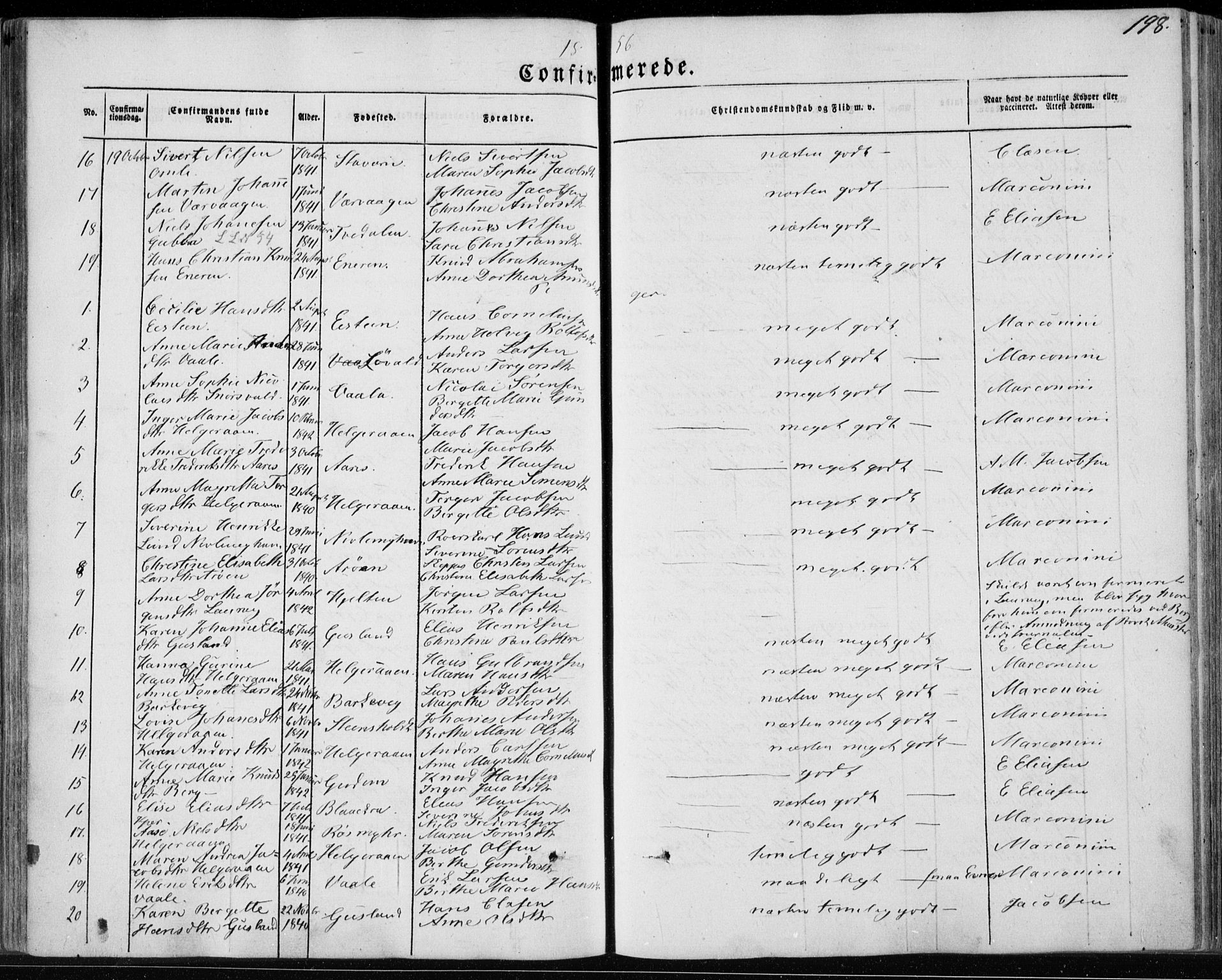 Brunlanes kirkebøker, AV/SAKO-A-342/F/Fa/L0004: Parish register (official) no. I 4, 1846-1862, p. 198