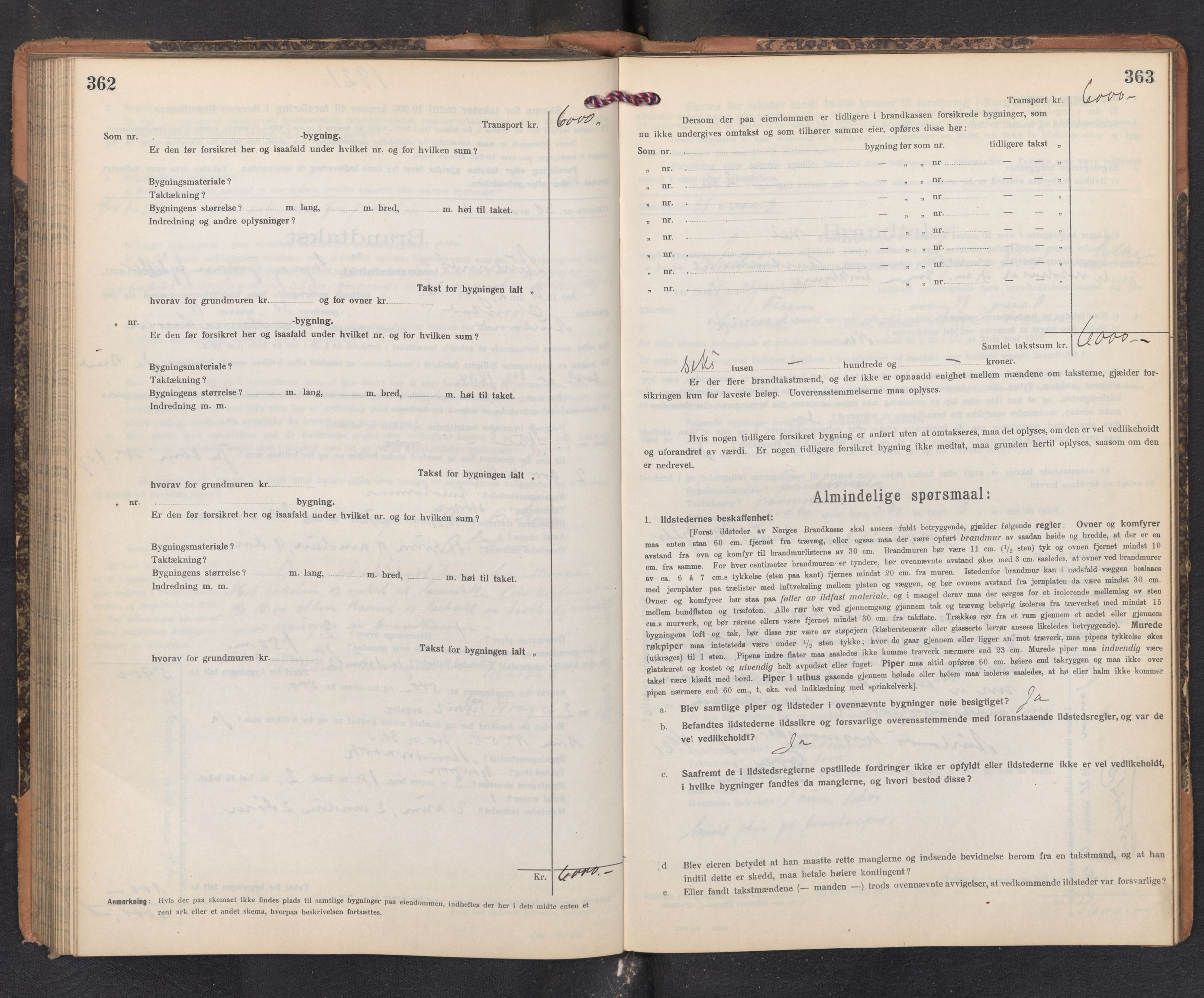 Lensmannen i Aurland, SAB/A-26401/0012/L0006: Branntakstprotokoll, skjematakst, 1916-1922, p. 362-363