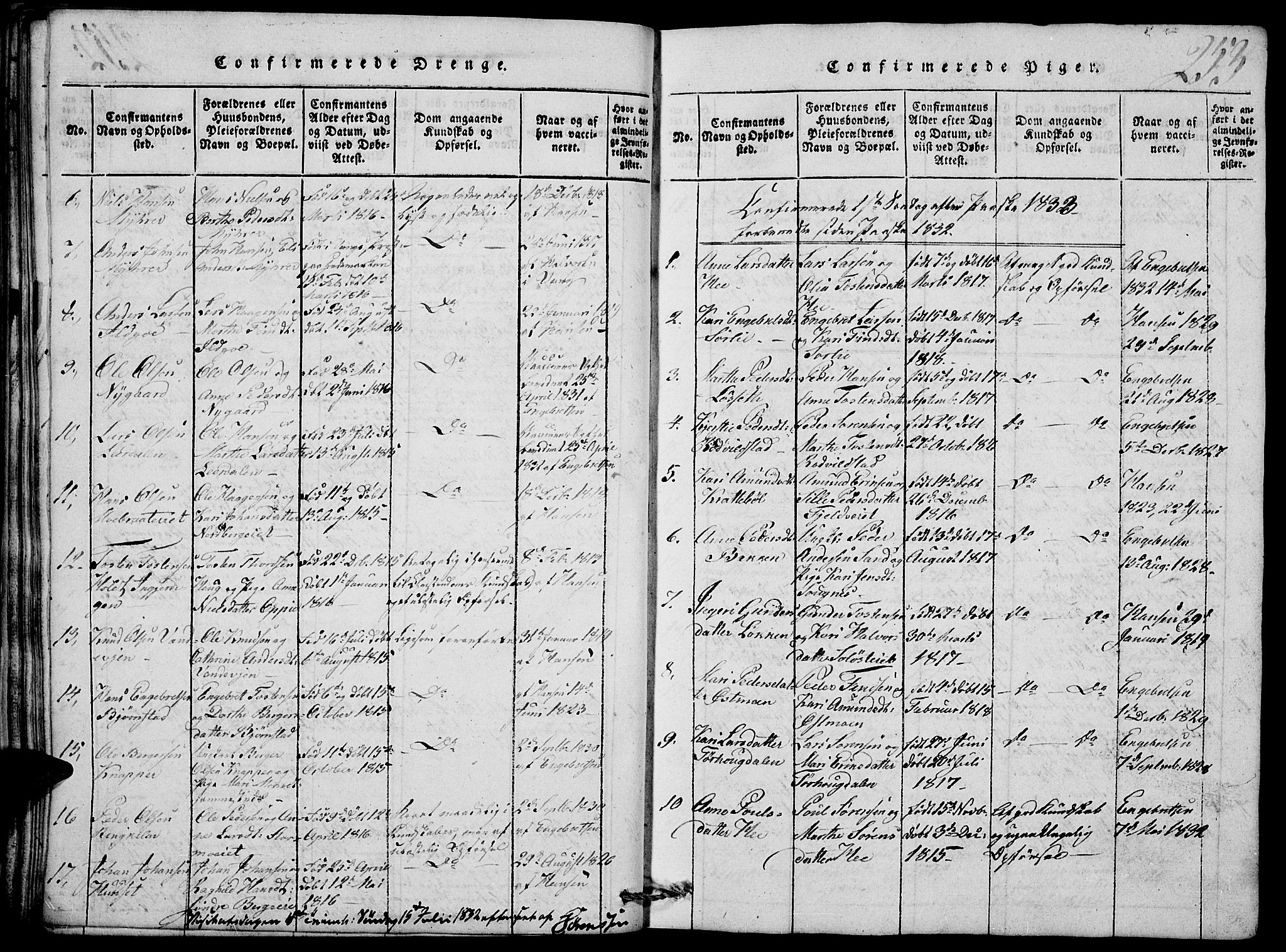 Nord-Odal prestekontor, AV/SAH-PREST-032/H/Ha/Hab/L0001: Parish register (copy) no. 1, 1819-1838, p. 253