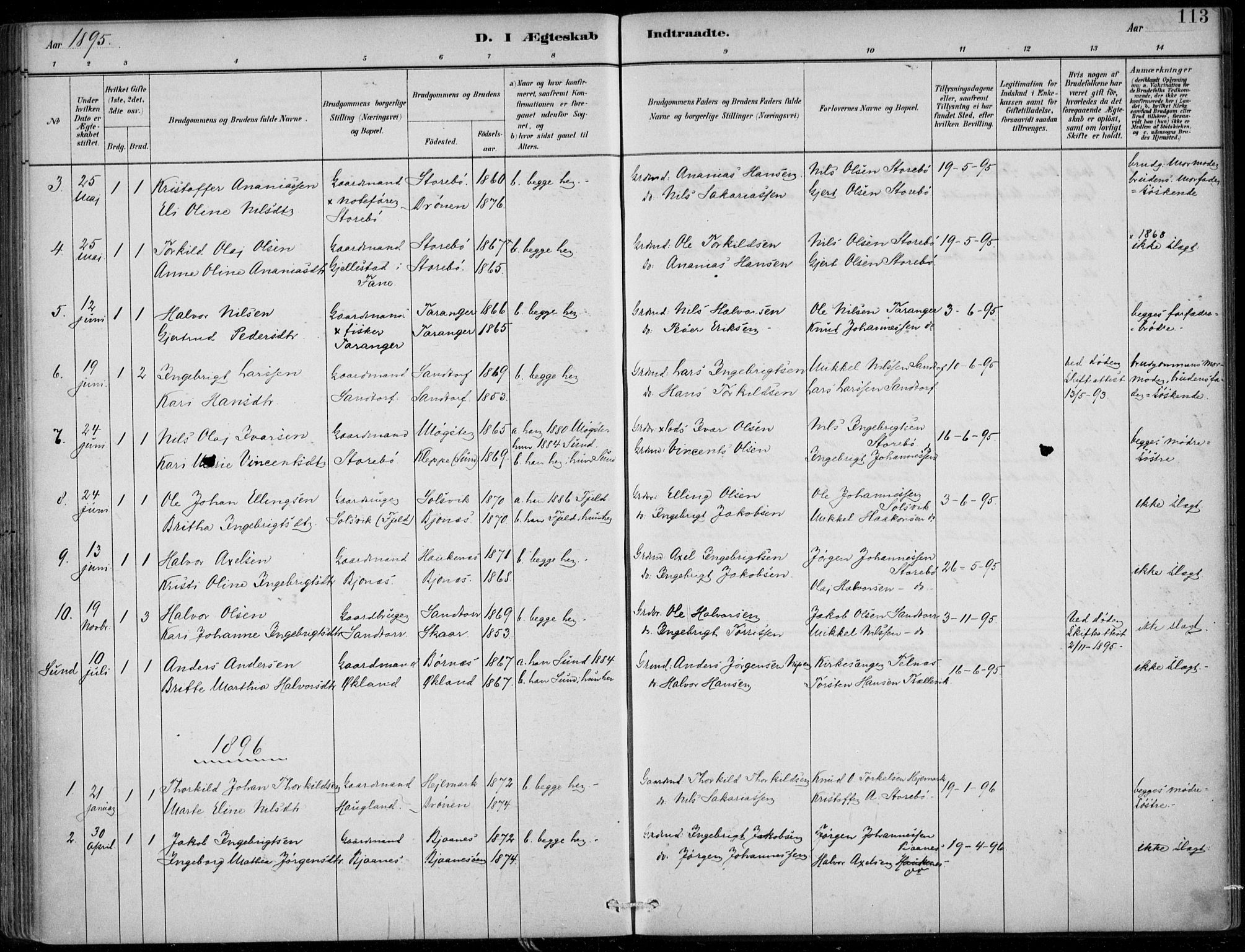 Sund sokneprestembete, SAB/A-99930: Parish register (official) no. C  1, 1882-1899, p. 113