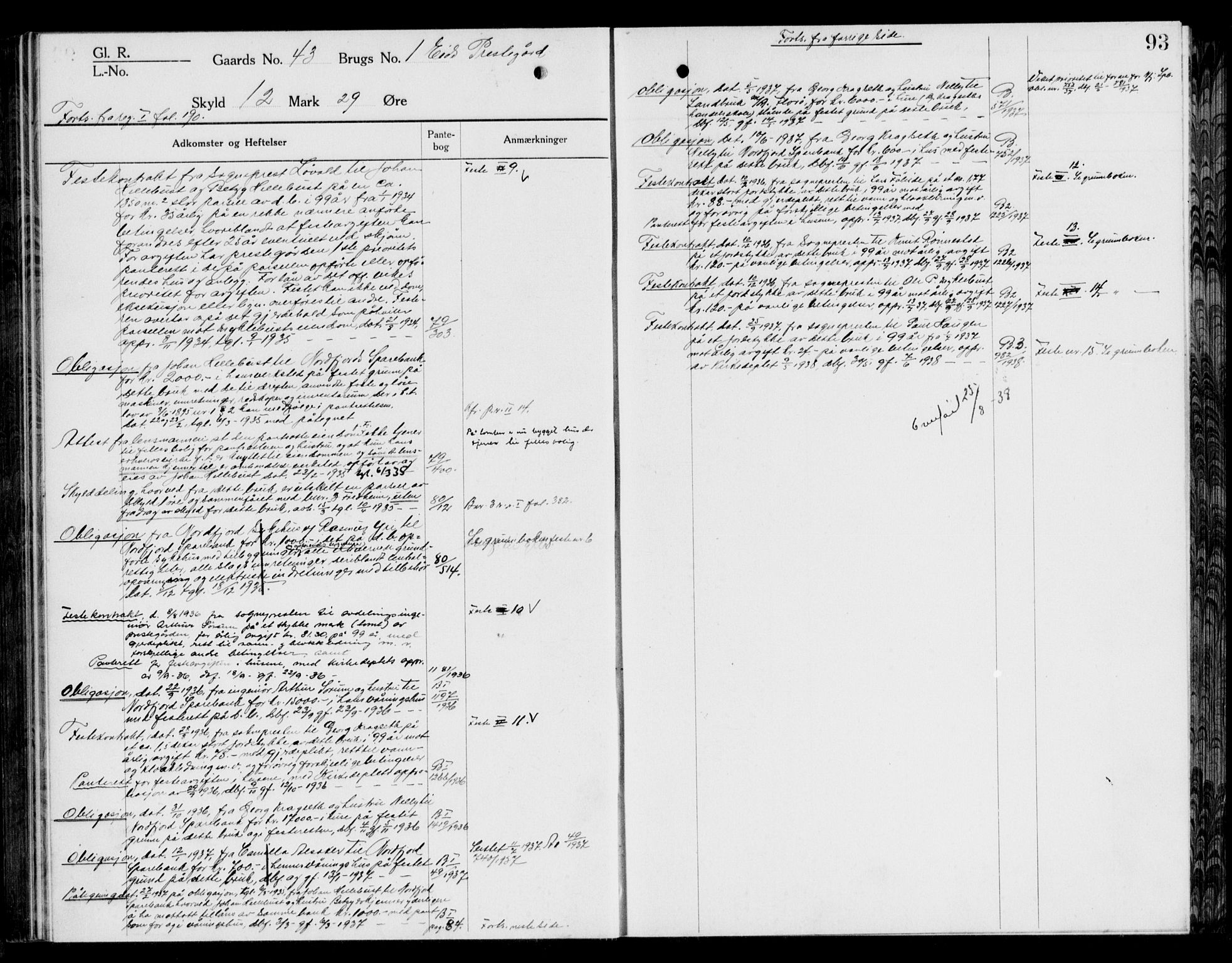 Nordfjord sorenskriveri, SAB/A-2801/02/02a/02ae/L0003: Mortgage register no. II.A.e.3, 1918-1936, p. 93