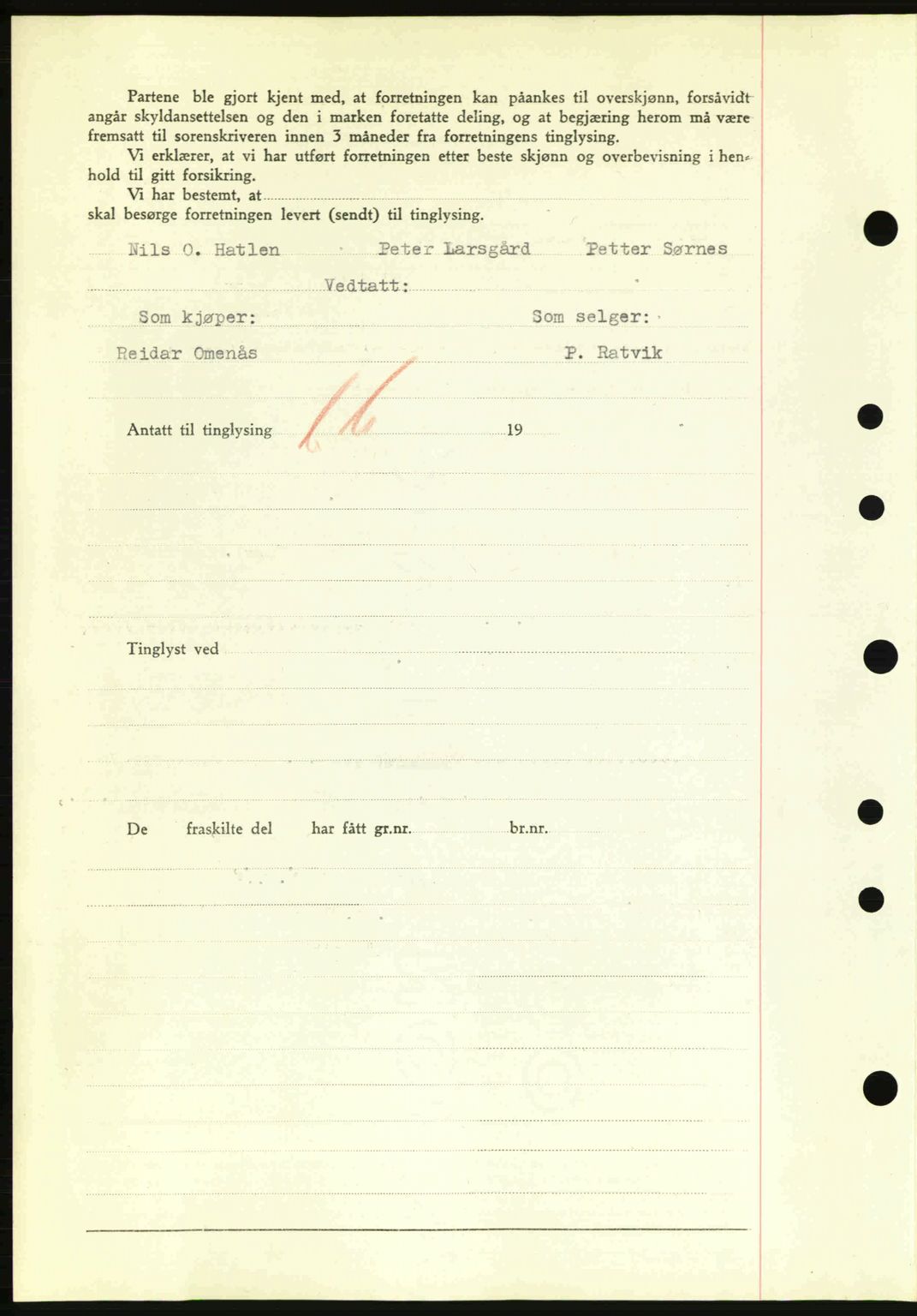 Nordre Sunnmøre sorenskriveri, AV/SAT-A-0006/1/2/2C/2Ca: Mortgage book no. A13, 1942-1942, Diary no: : 751/1942