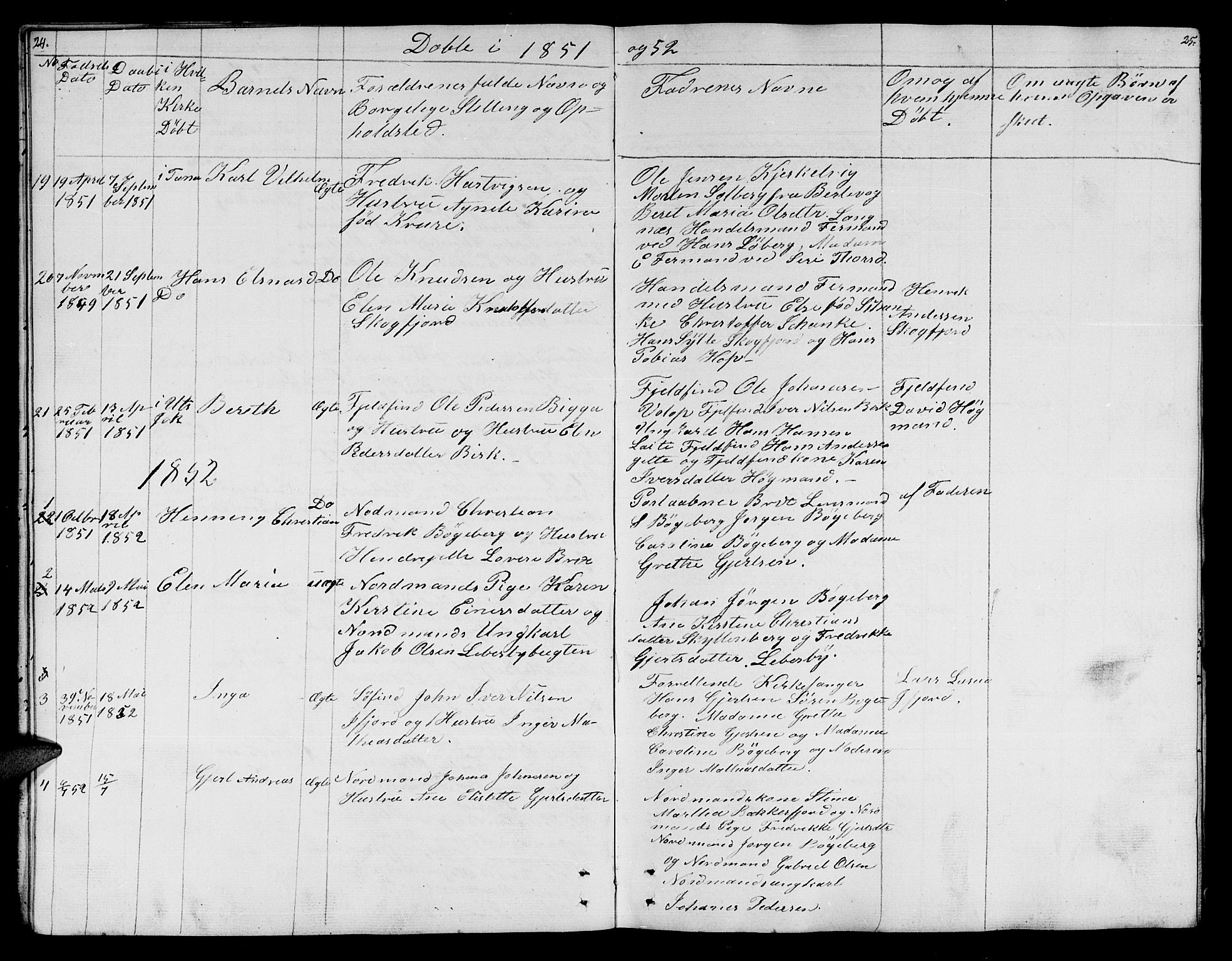 Lebesby sokneprestkontor, SATØ/S-1353/H/Hb/L0001klokker: Parish register (copy) no. 1, 1846-1862, p. 24-25