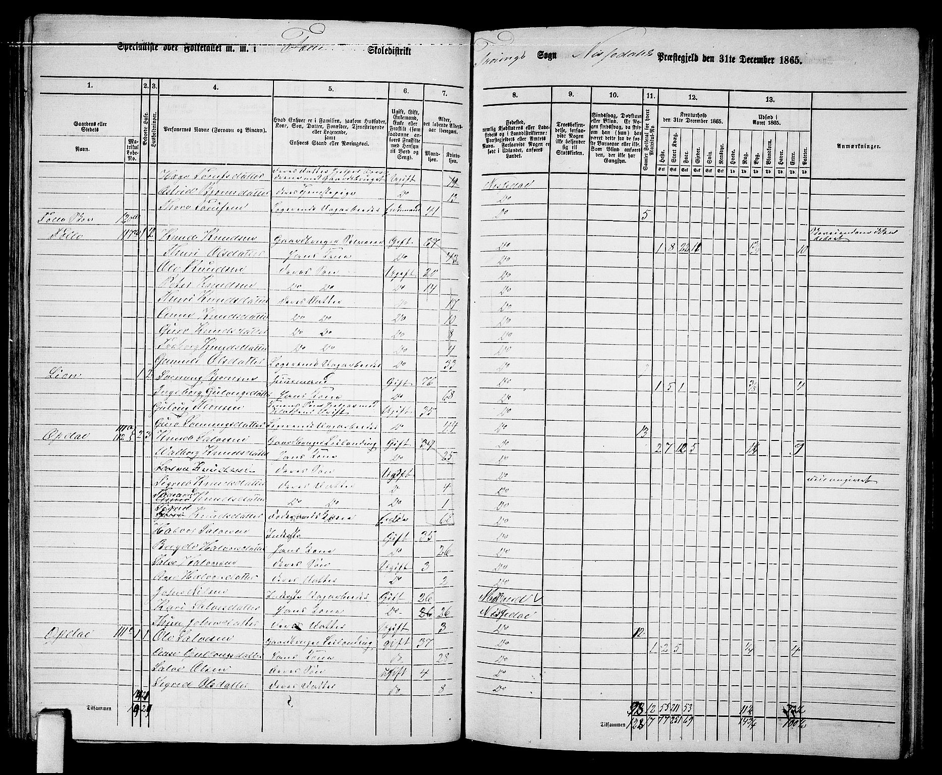 RA, 1865 census for Nissedal, 1865, p. 88