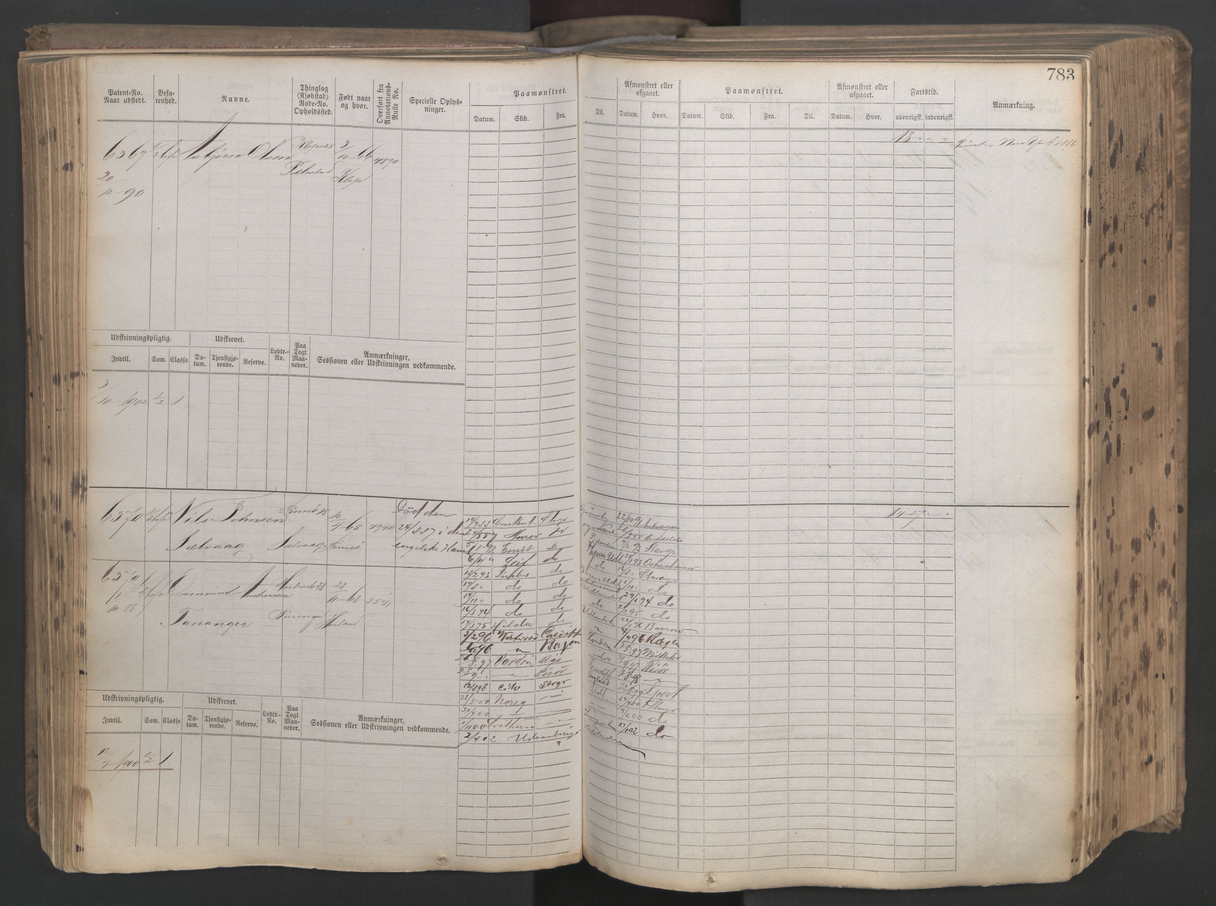 Stavanger sjømannskontor, AV/SAST-A-102006/F/Fb/Fbb/L0021: Sjøfartshovedrulle patnentnr. 6005-7204 (dublett), 1887, p. 187