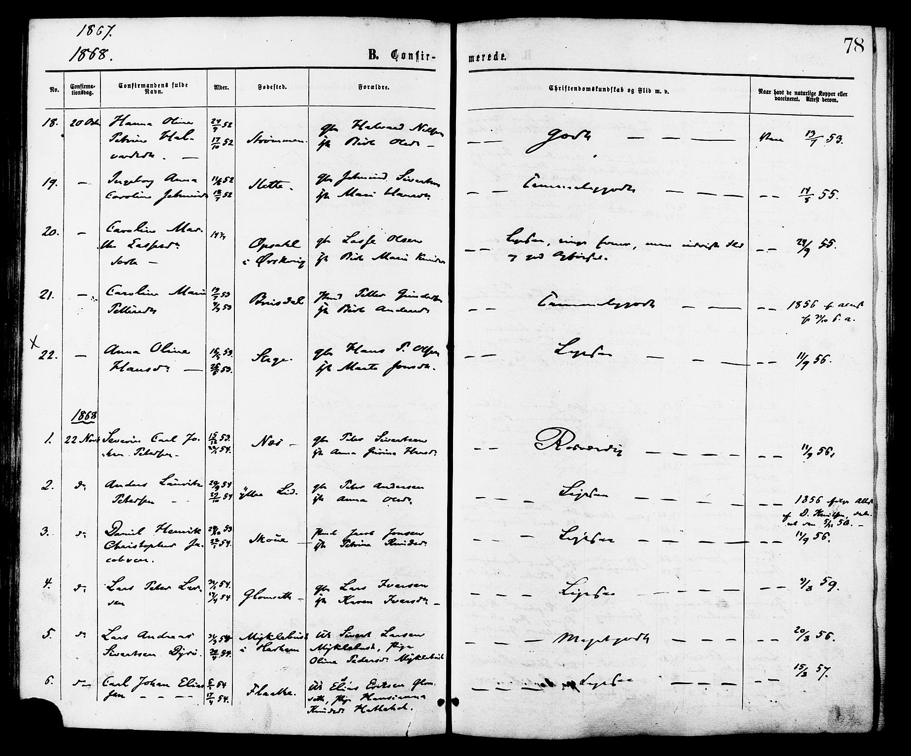 Ministerialprotokoller, klokkerbøker og fødselsregistre - Møre og Romsdal, AV/SAT-A-1454/524/L0355: Parish register (official) no. 524A07, 1864-1879, p. 78