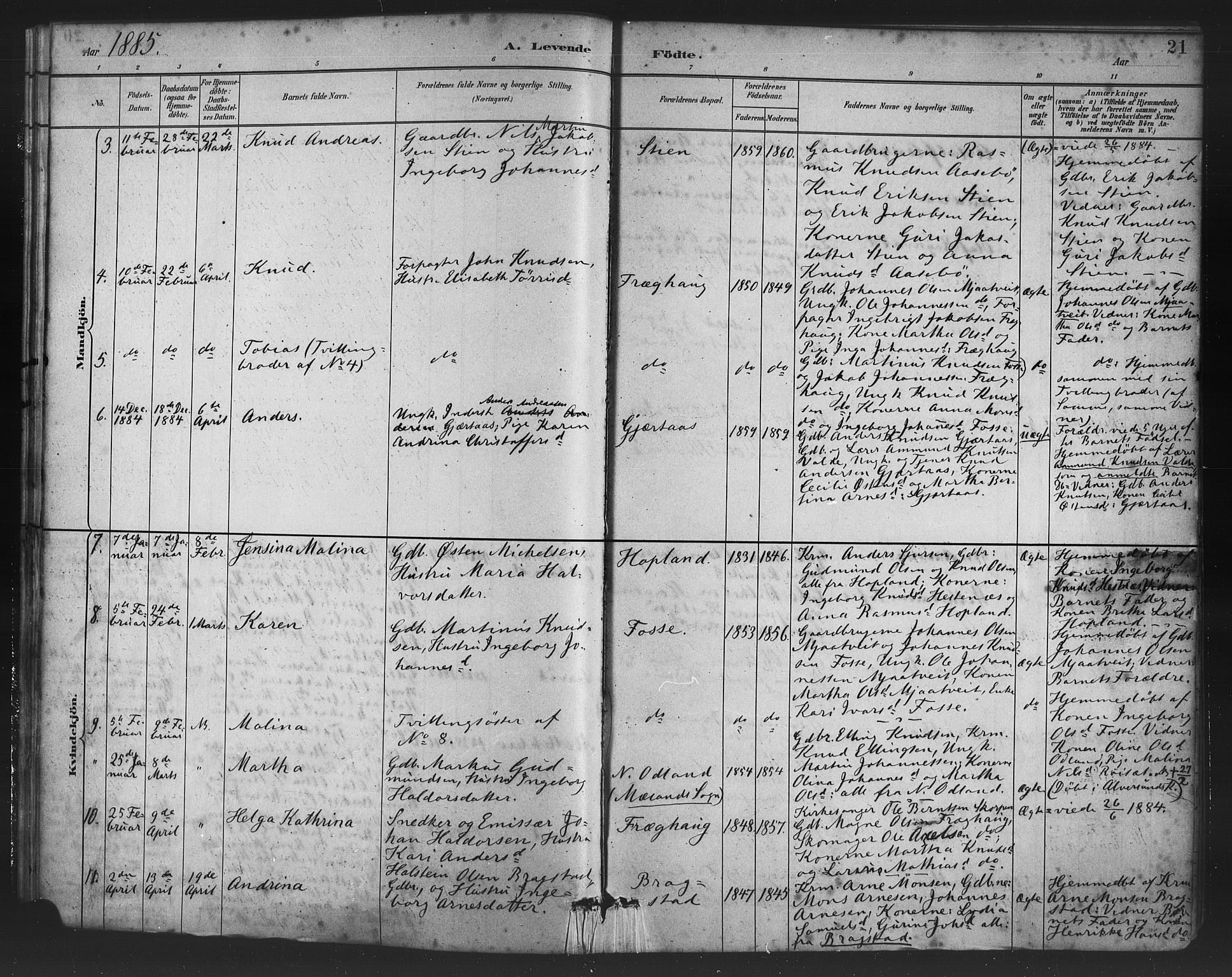 Alversund Sokneprestembete, AV/SAB-A-73901/H/Ha/Haa/Haac/L0001: Parish register (official) no. C 1, 1882-1900, p. 21