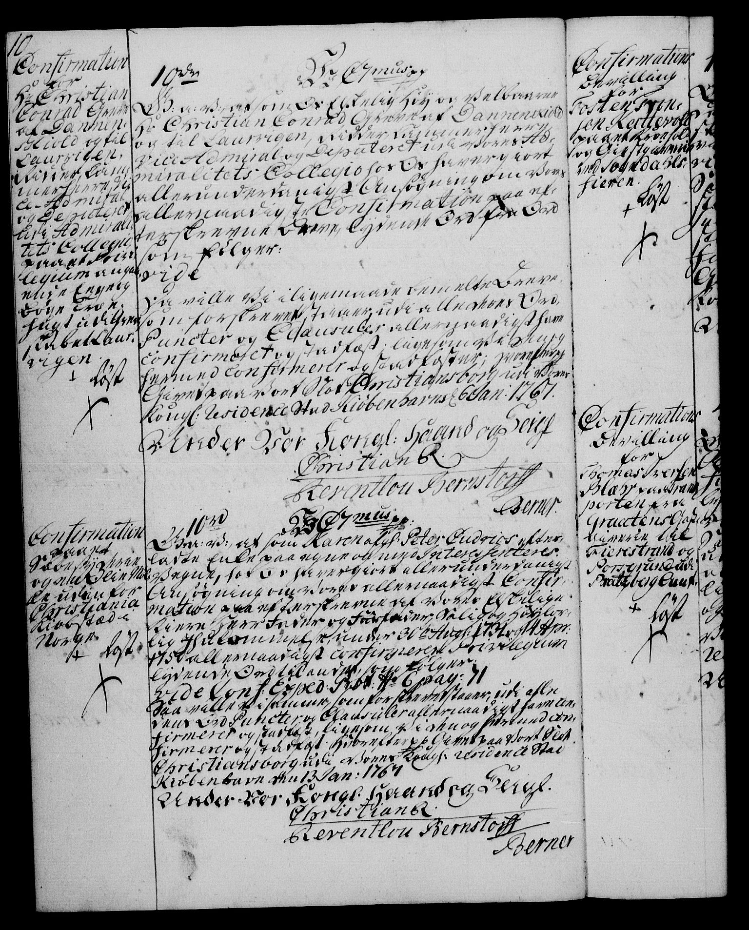 Rentekammeret, Kammerkanselliet, RA/EA-3111/G/Gg/Ggc/Ggca/L0002: Norsk konfirmasjonsekspedisjonsprotokoll med register (merket RK 53.24), 1766-1772, p. 10