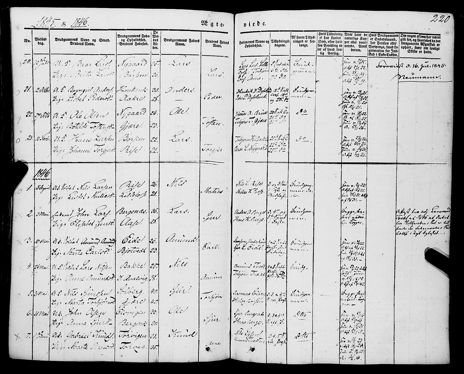 Strandebarm sokneprestembete, SAB/A-78401/H/Haa: Parish register (official) no. A 7, 1844-1872, p. 220