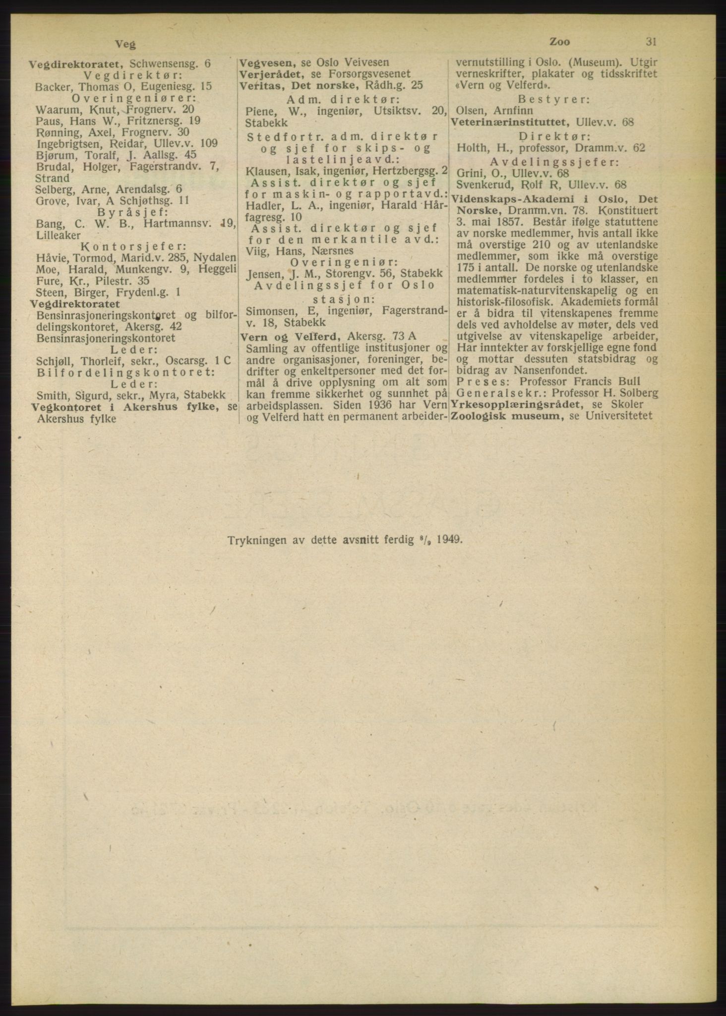 Kristiania/Oslo adressebok, PUBL/-, 1949, p. 31