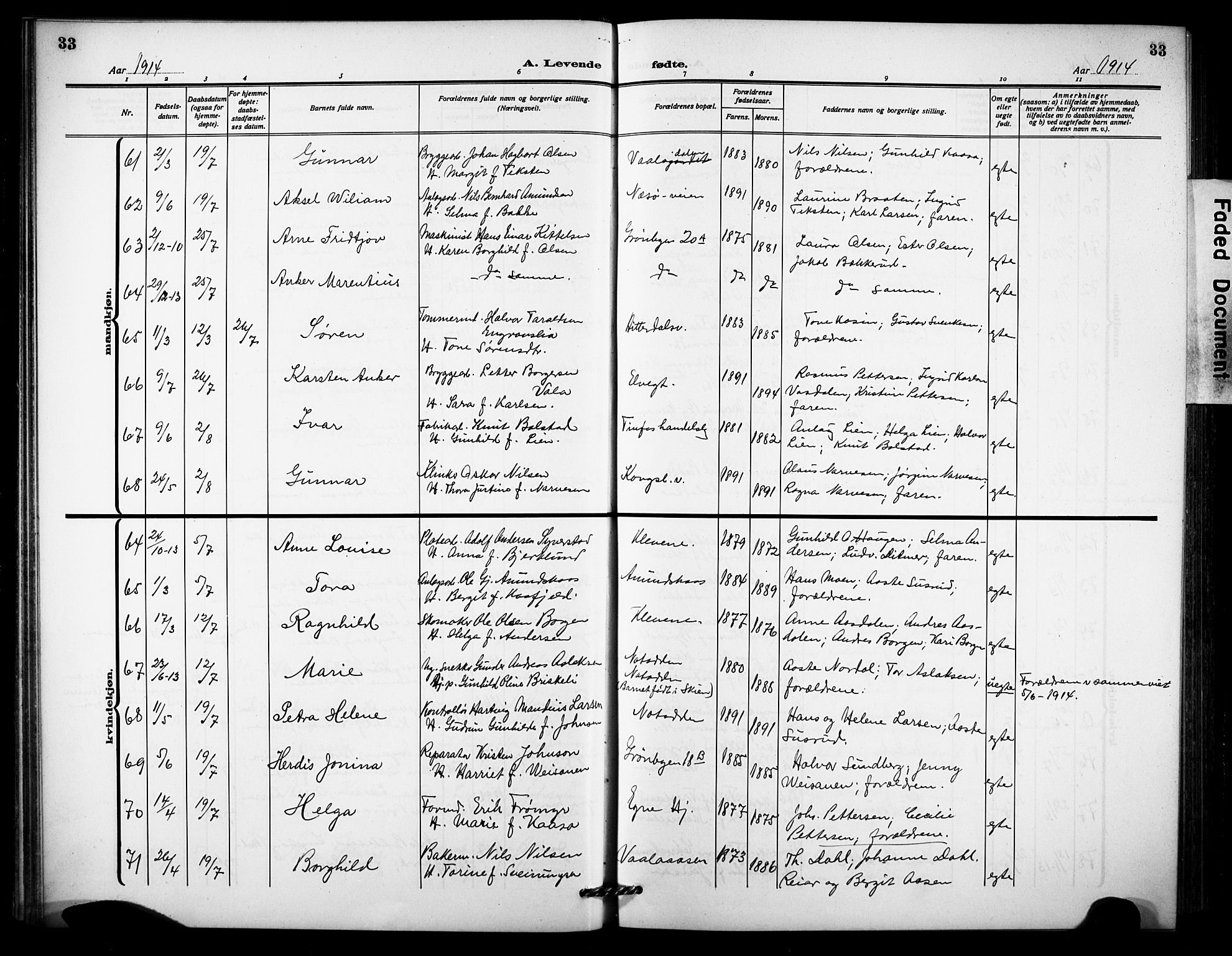 Notodden kirkebøker, AV/SAKO-A-290/G/Ga/L0001: Parish register (copy) no. 1, 1912-1923, p. 33