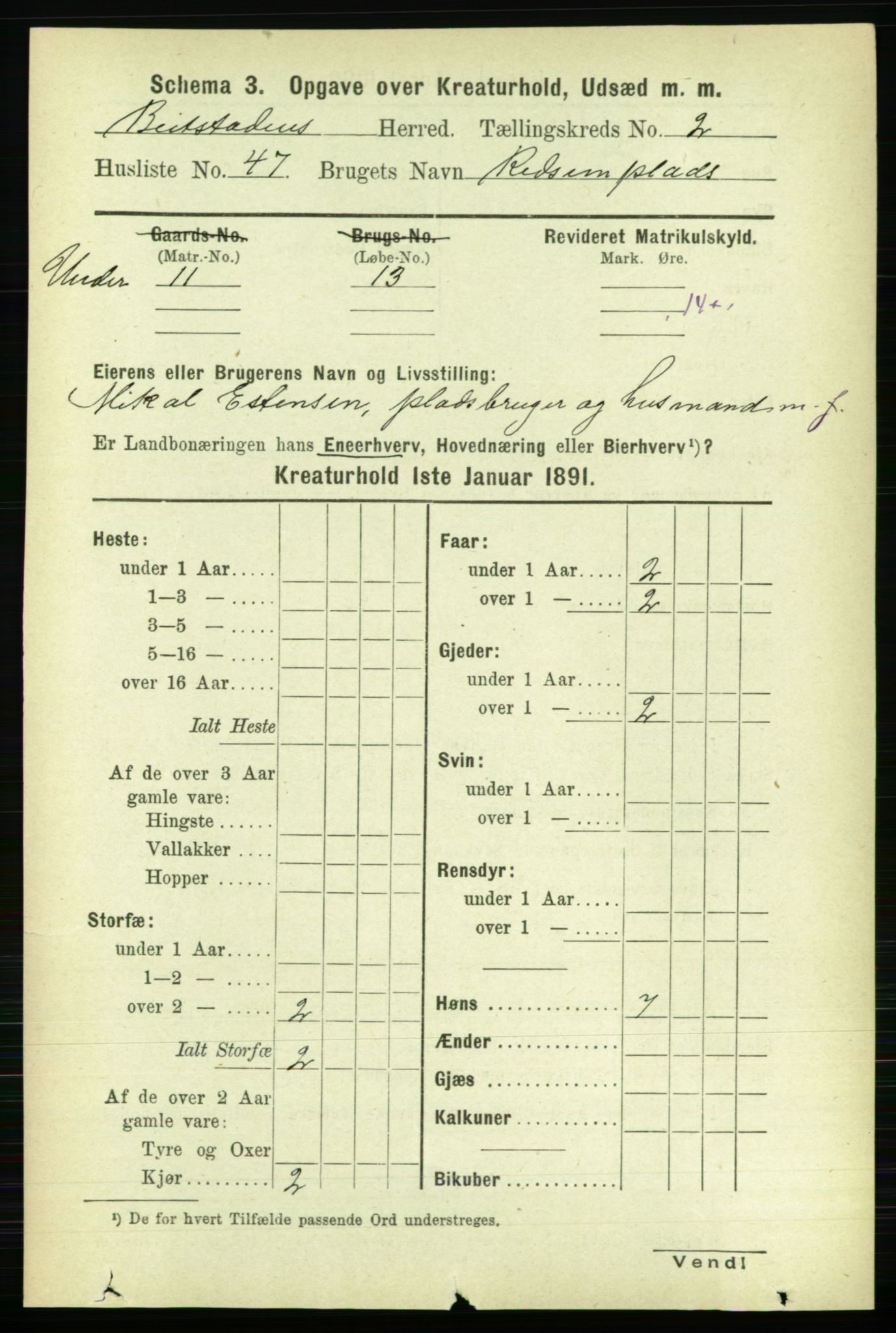 RA, 1891 census for 1727 Beitstad, 1891, p. 5743