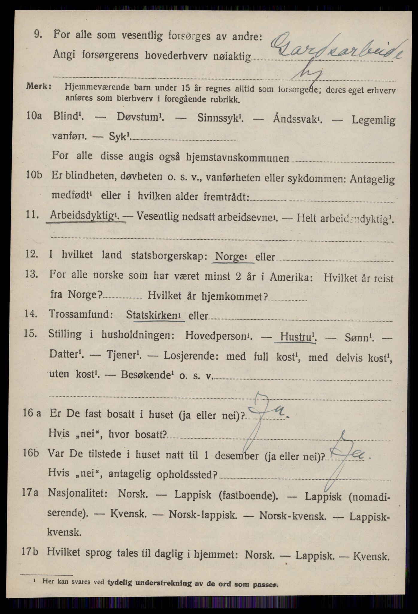 SAT, 1920 census for Selbu, 1920, p. 7457