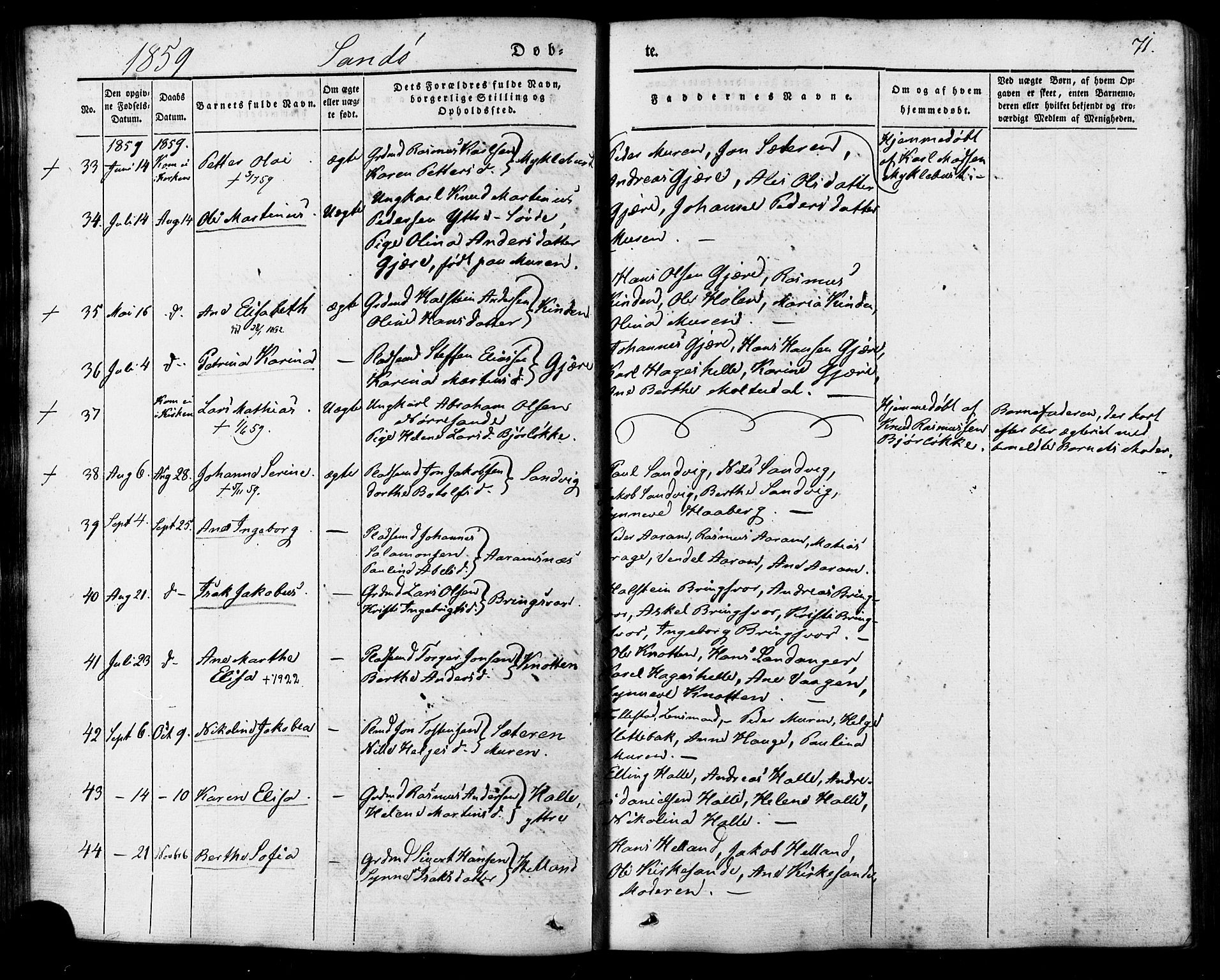 Ministerialprotokoller, klokkerbøker og fødselsregistre - Møre og Romsdal, AV/SAT-A-1454/503/L0034: Parish register (official) no. 503A02, 1841-1884, p. 71