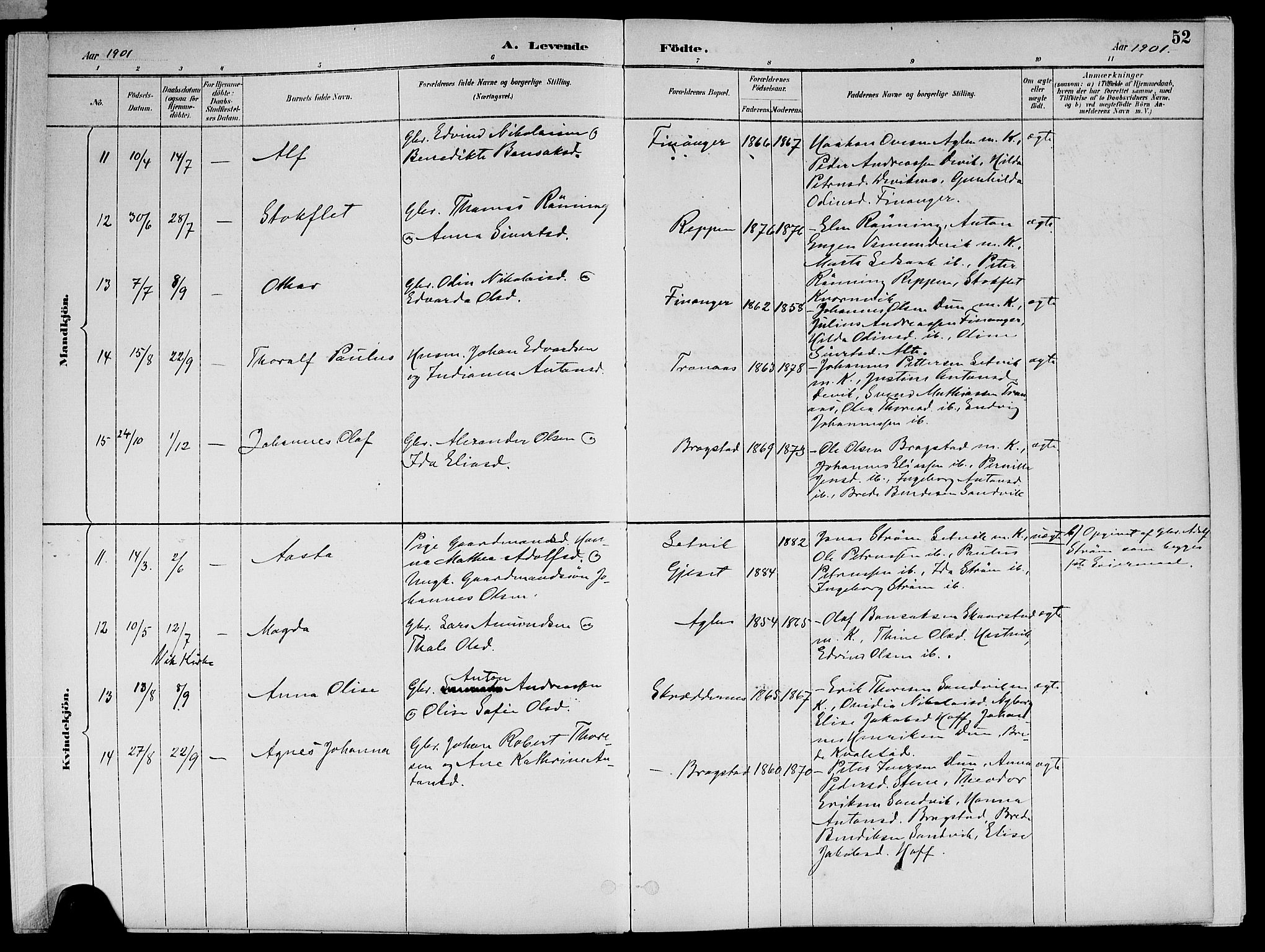 Ministerialprotokoller, klokkerbøker og fødselsregistre - Nord-Trøndelag, AV/SAT-A-1458/773/L0617: Parish register (official) no. 773A08, 1887-1910, p. 52