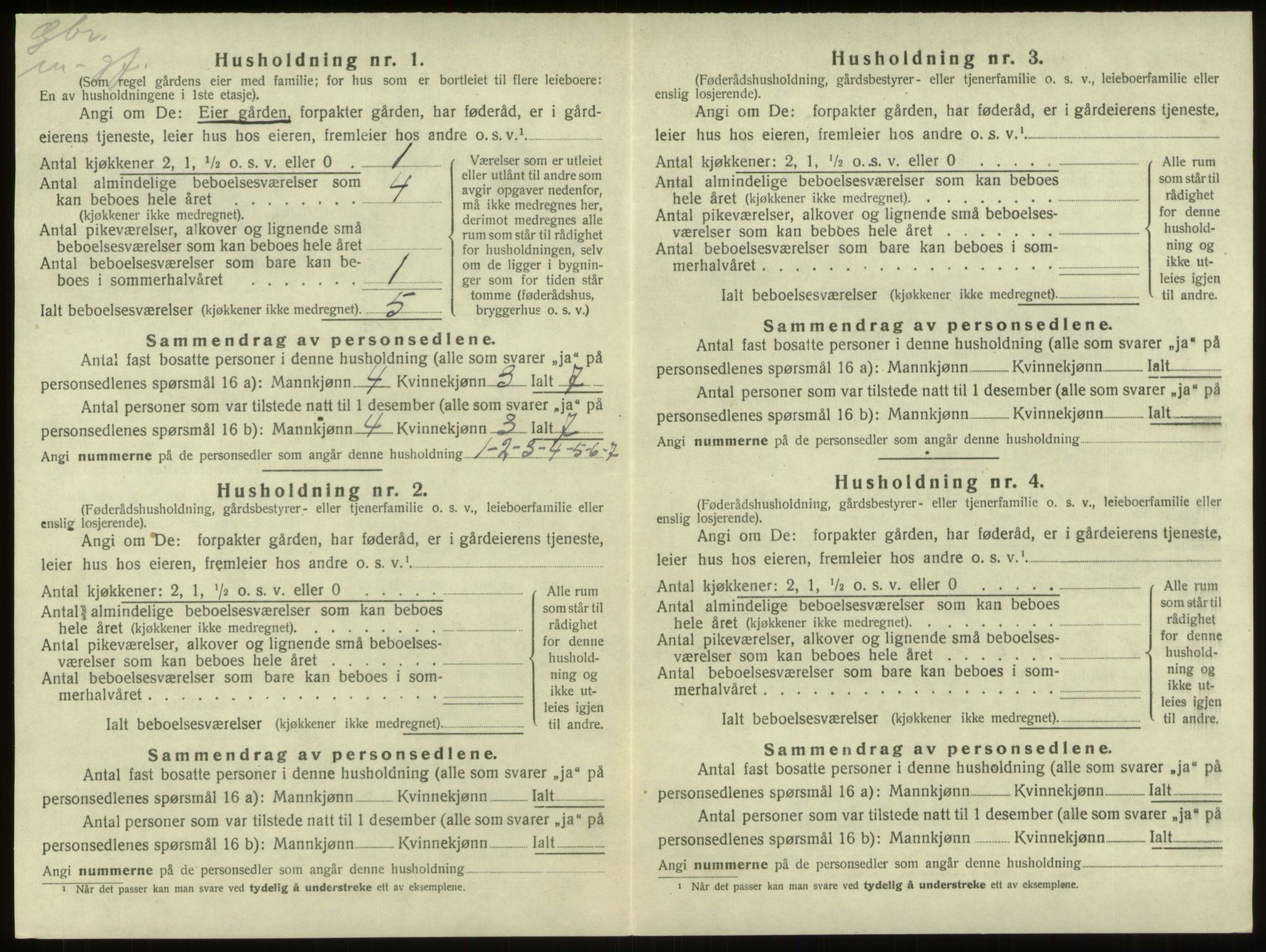 SAB, 1920 census for Innvik, 1920, p. 930