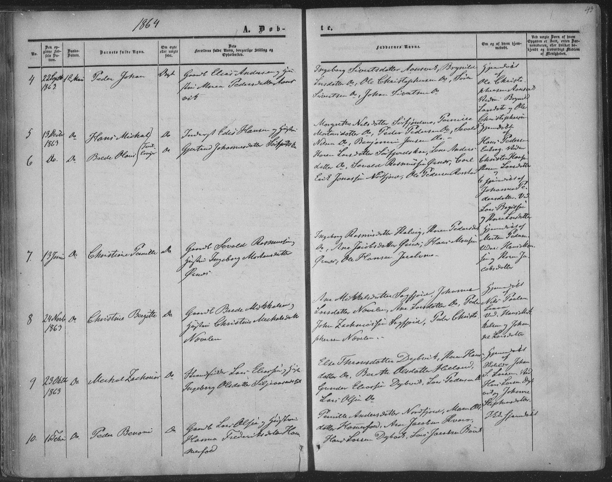 Ministerialprotokoller, klokkerbøker og fødselsregistre - Nordland, AV/SAT-A-1459/853/L0770: Parish register (official) no. 853A09, 1857-1870, p. 43