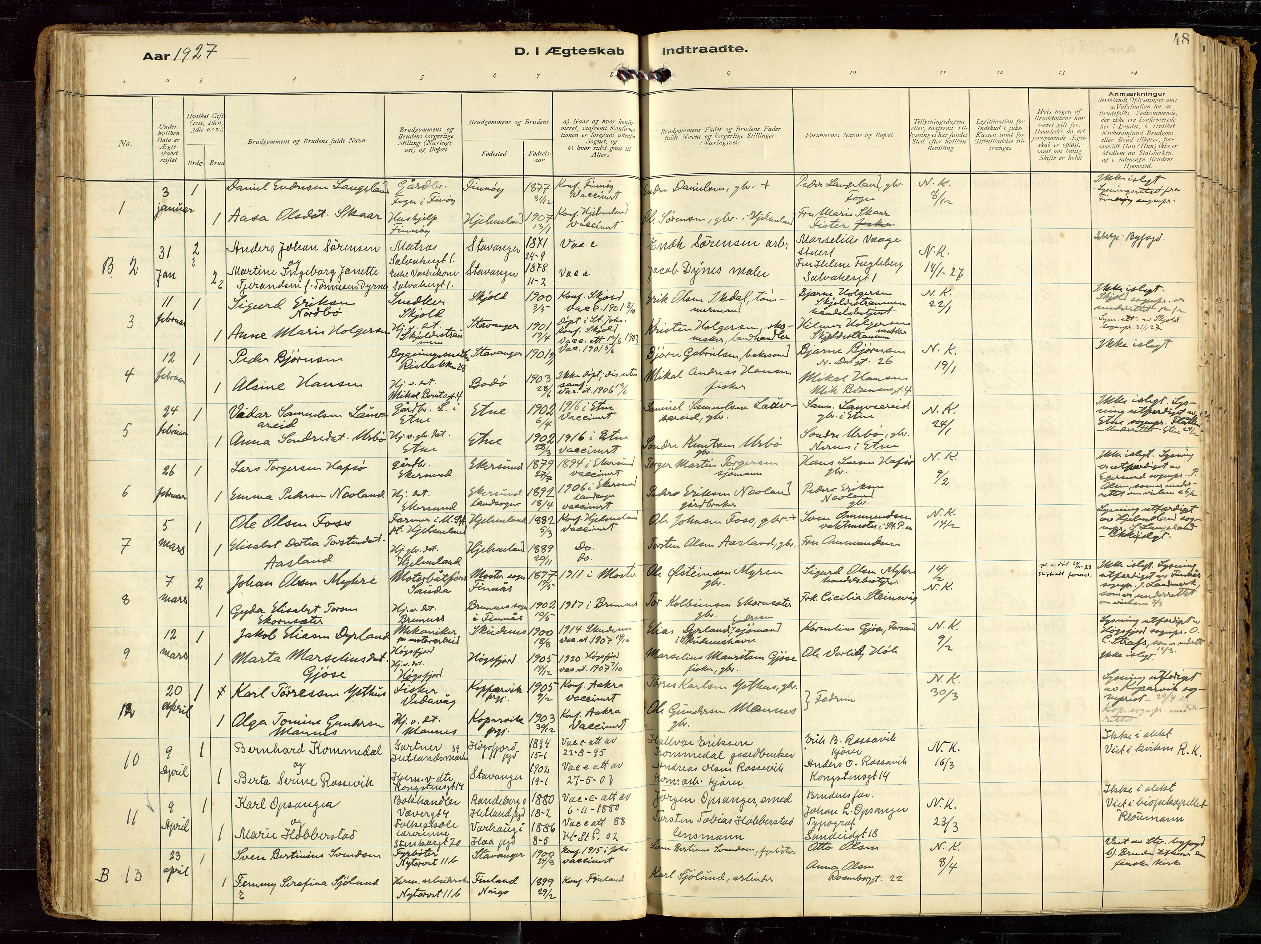 St. Petri sokneprestkontor, SAST/A-101813/002/D/L0002: Parish register (official) no. A 27, 1921-1942, p. 48