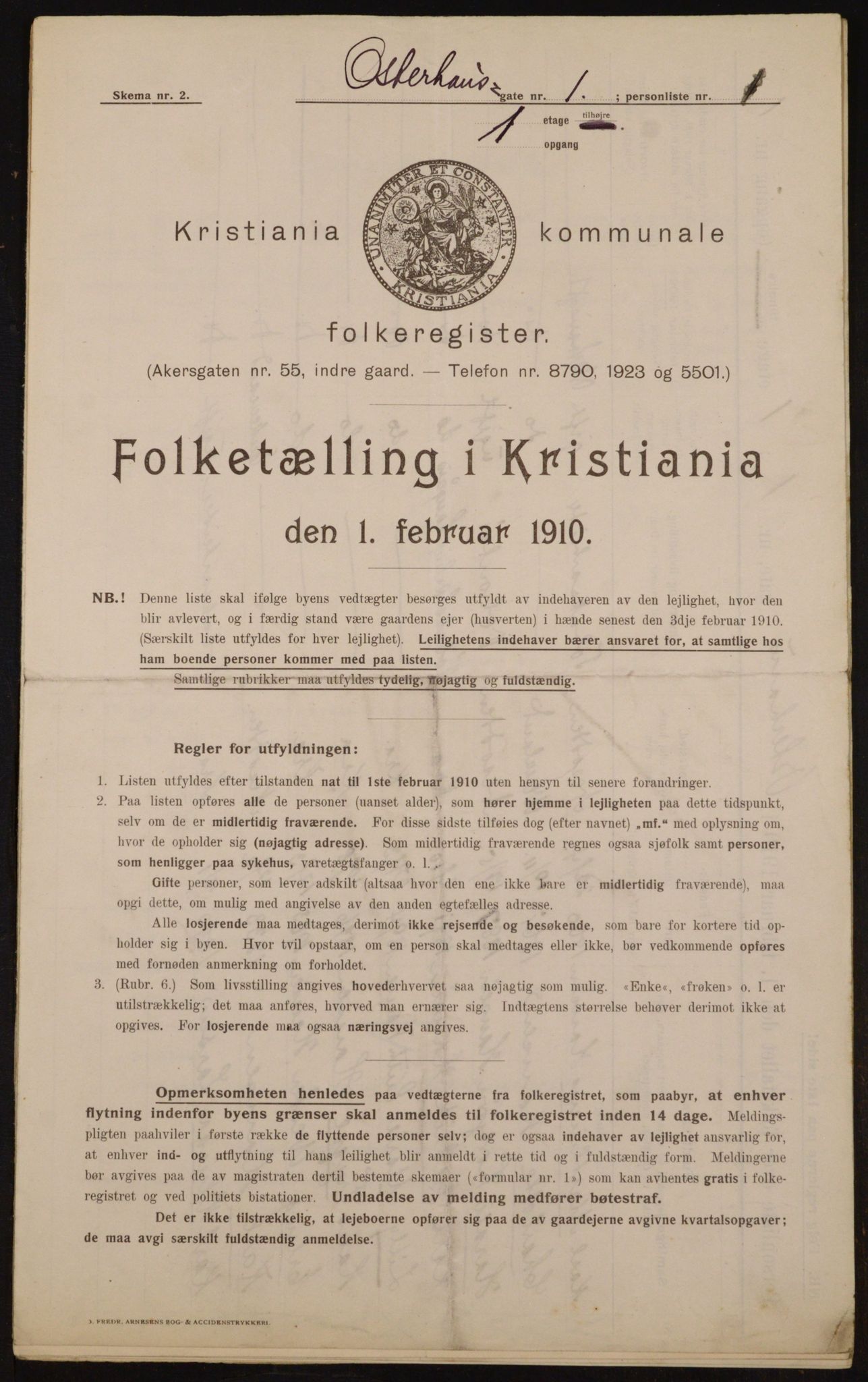 OBA, Municipal Census 1910 for Kristiania, 1910, p. 74452