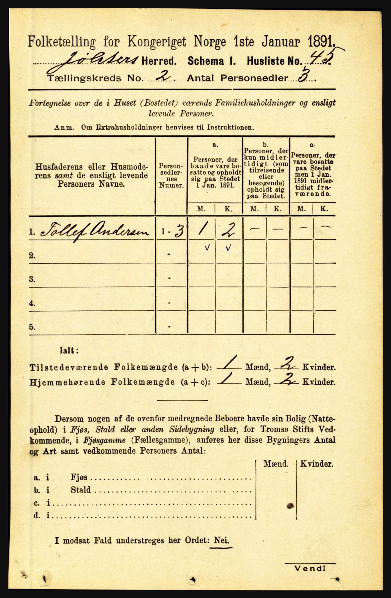 RA, 1891 census for 1431 Jølster, 1891, p. 560