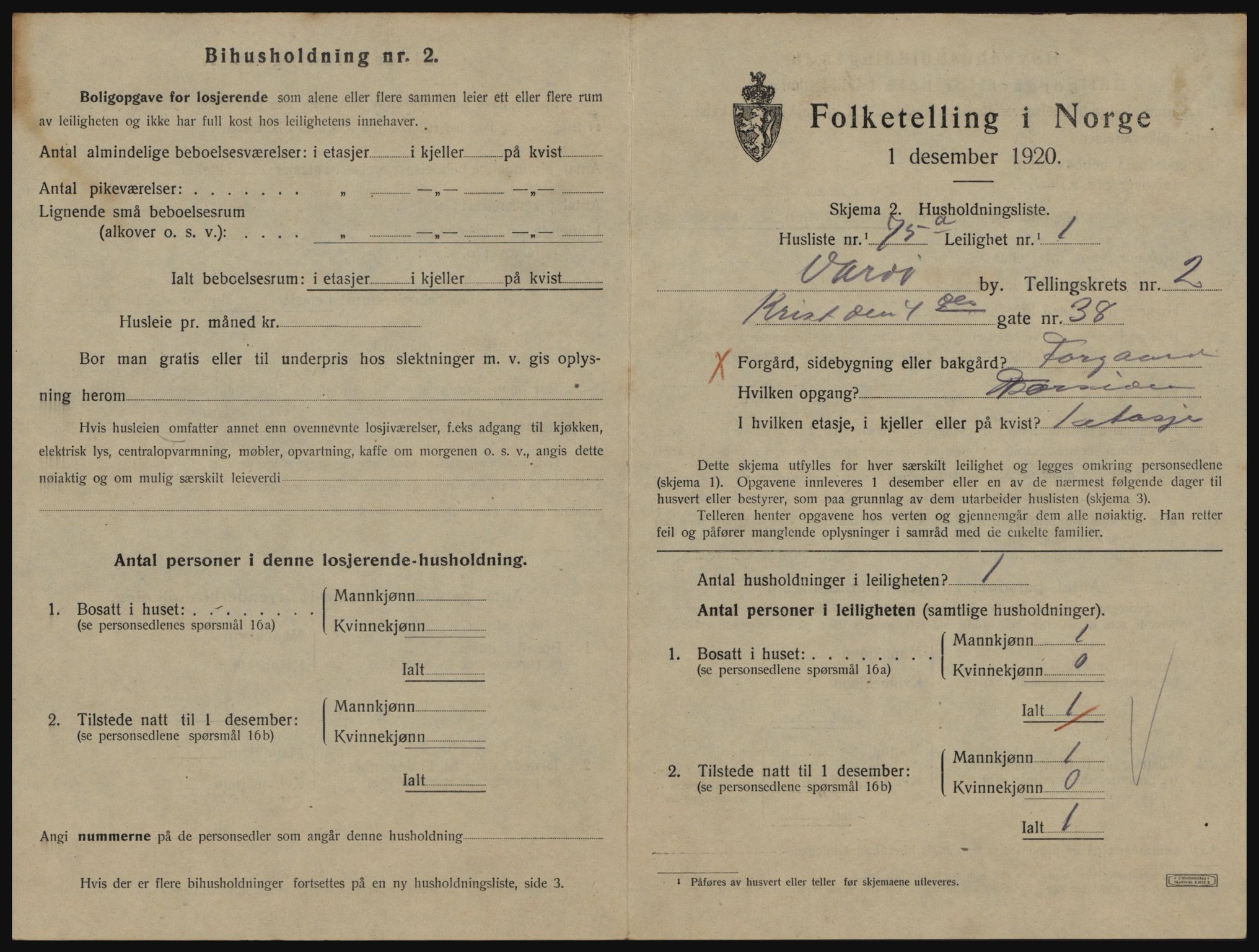 SATØ, 1920 census for Vardø, 1920, p. 2071