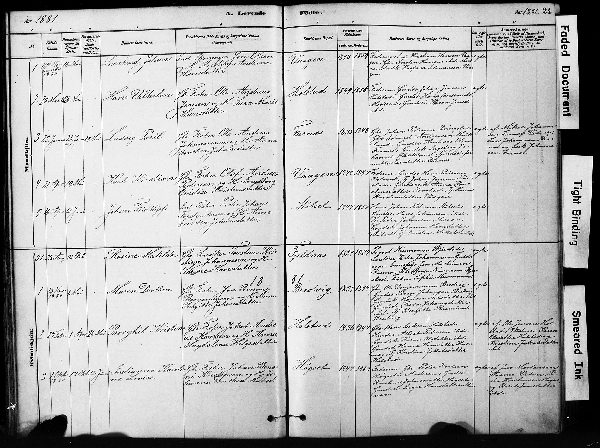 Ministerialprotokoller, klokkerbøker og fødselsregistre - Nordland, AV/SAT-A-1459/852/L0754: Parish register (copy) no. 852C05, 1878-1894, p. 24