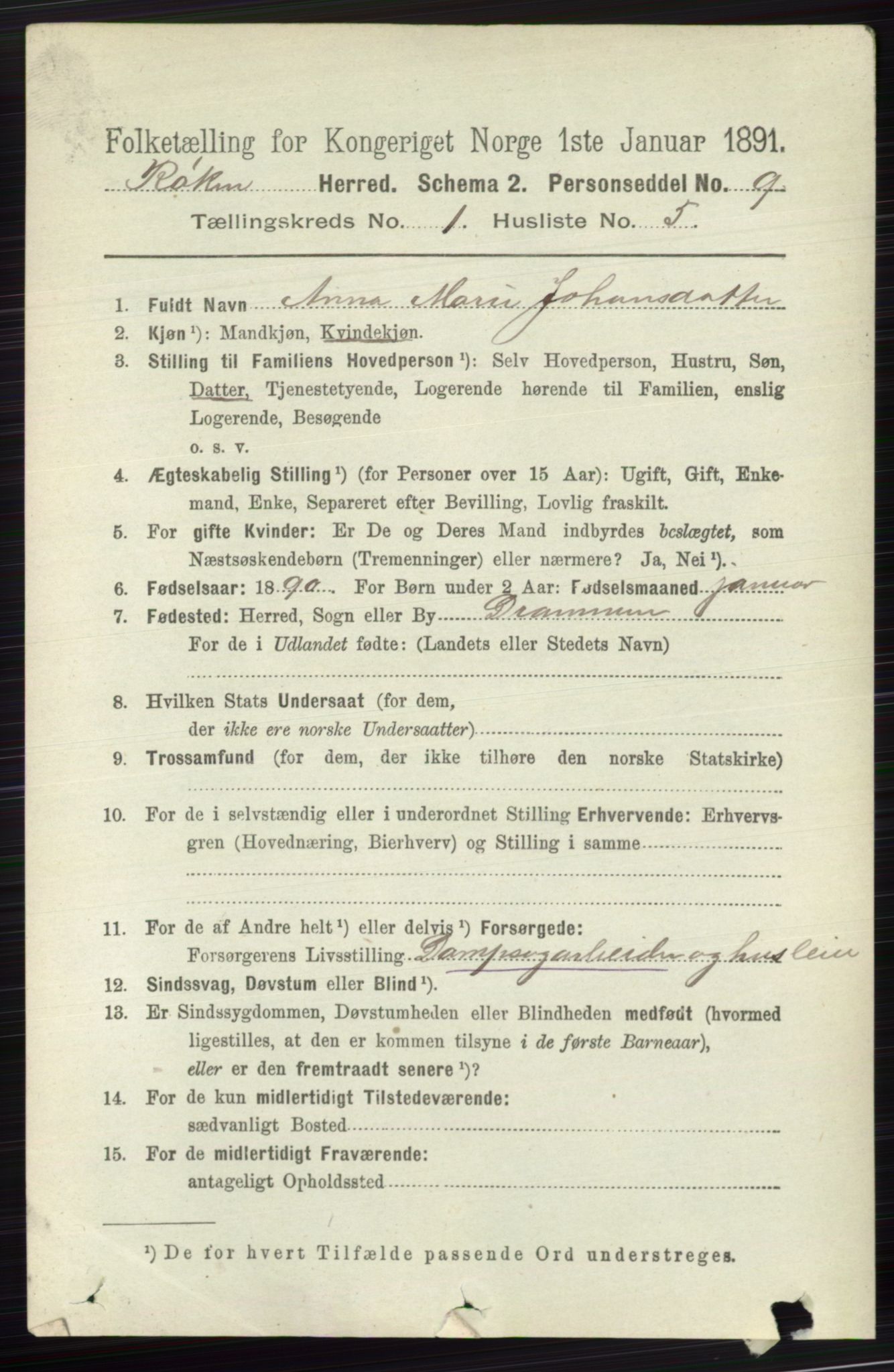 RA, 1891 census for 0627 Røyken, 1891, p. 130