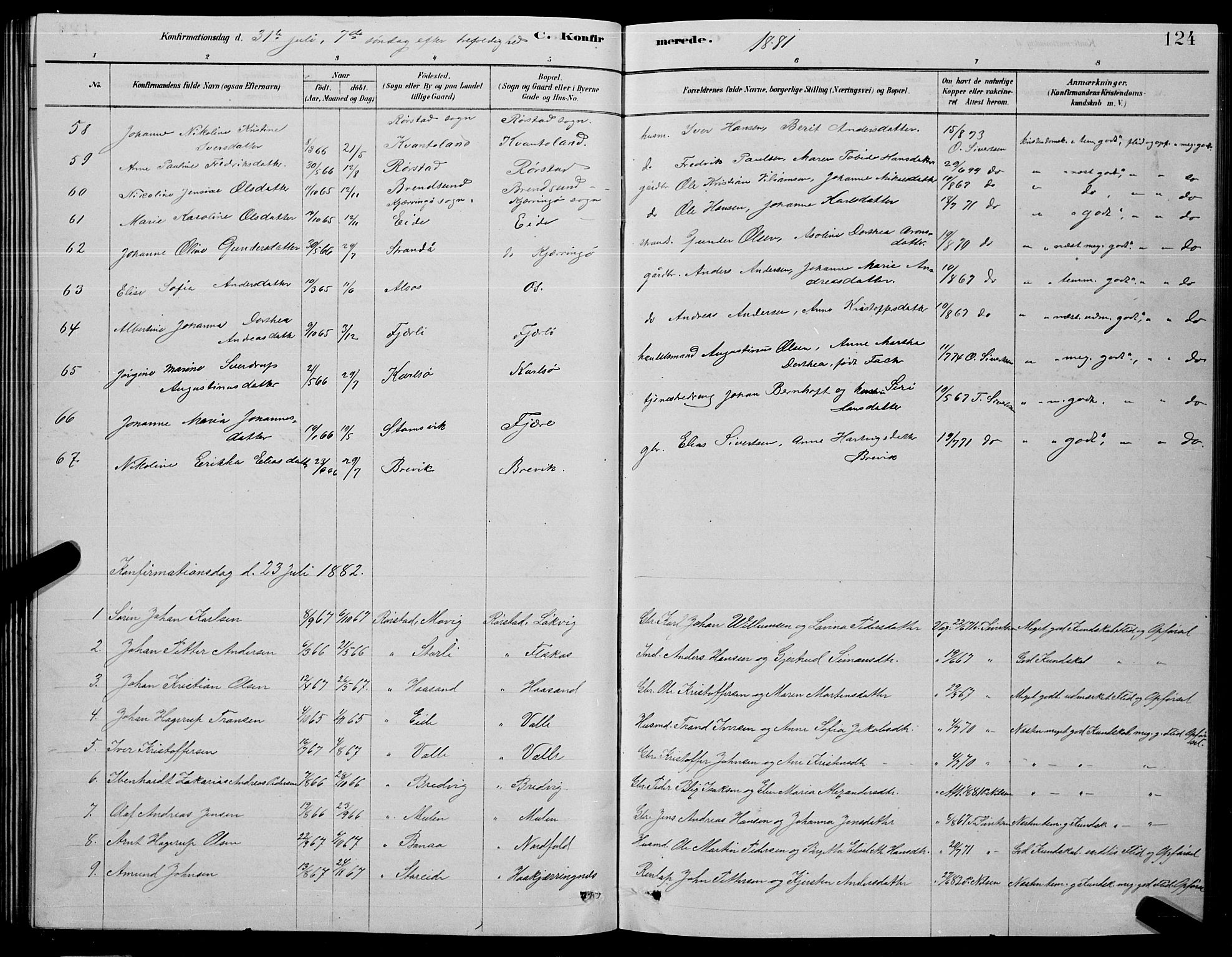 Ministerialprotokoller, klokkerbøker og fødselsregistre - Nordland, SAT/A-1459/853/L0776: Parish register (copy) no. 853C04, 1878-1889, p. 124