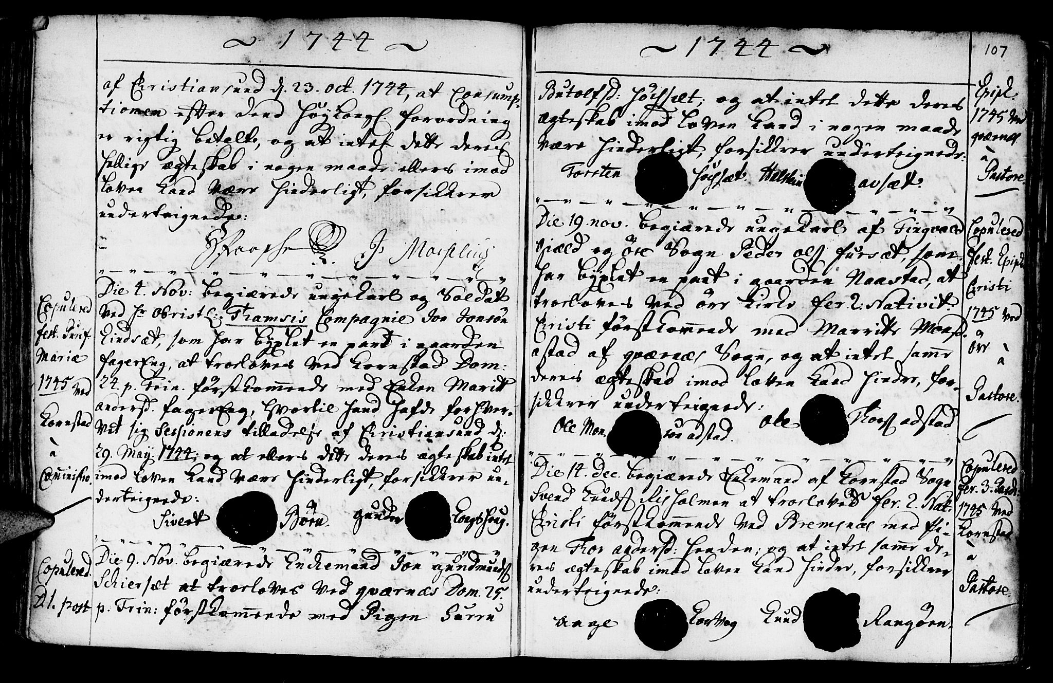 Ministerialprotokoller, klokkerbøker og fødselsregistre - Møre og Romsdal, AV/SAT-A-1454/568/L0792: Parish register (official) no. 568A01, 1737-1749, p. 106-107