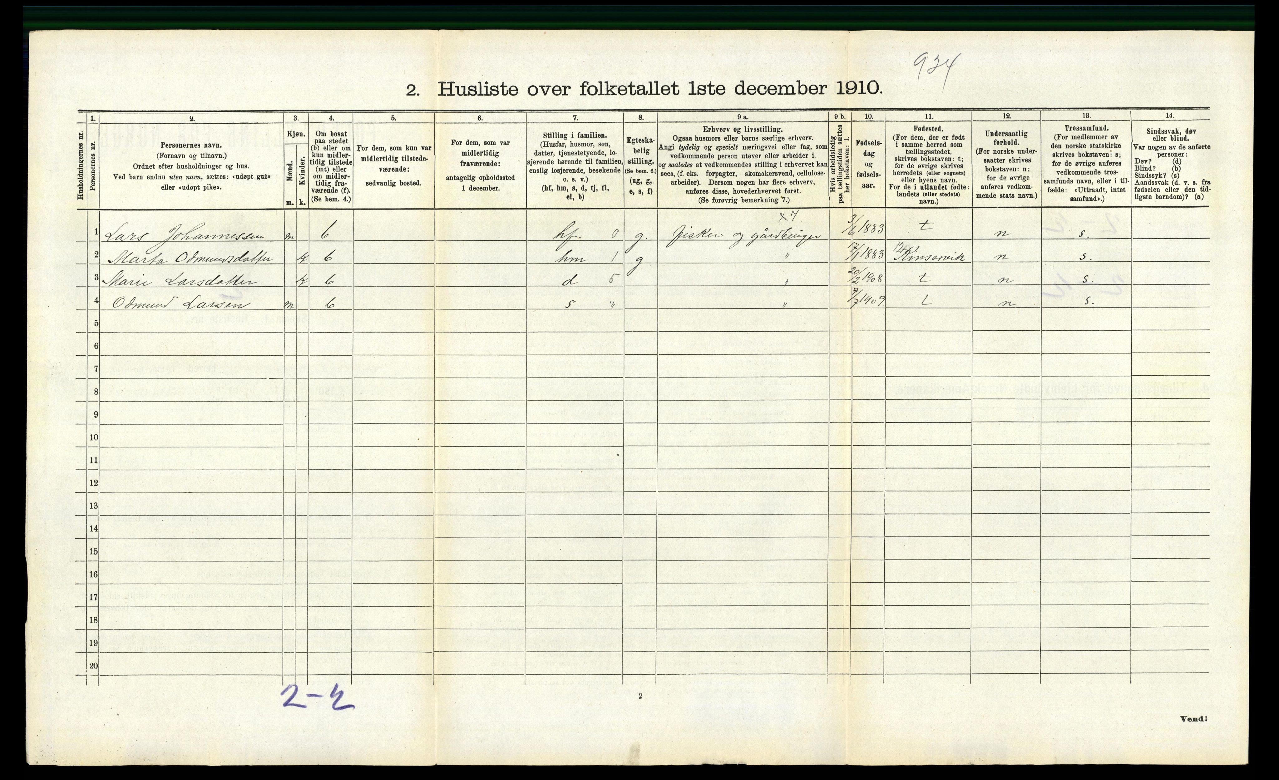 RA, 1910 census for Eidfjord, 1910, p. 222