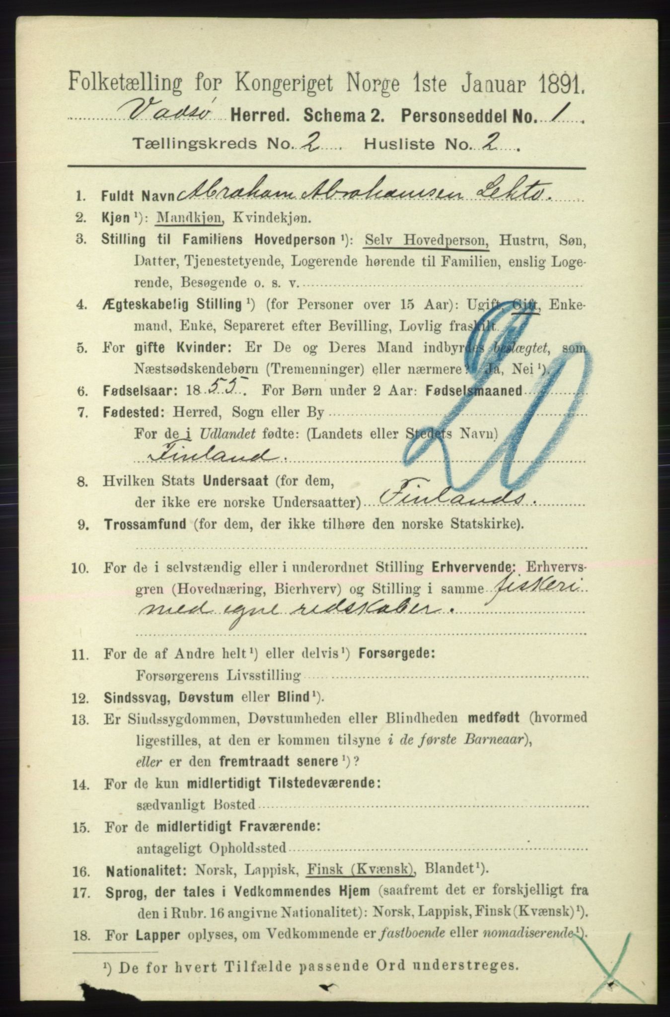 RA, 1891 census for 2029 Vadsø, 1891, p. 456